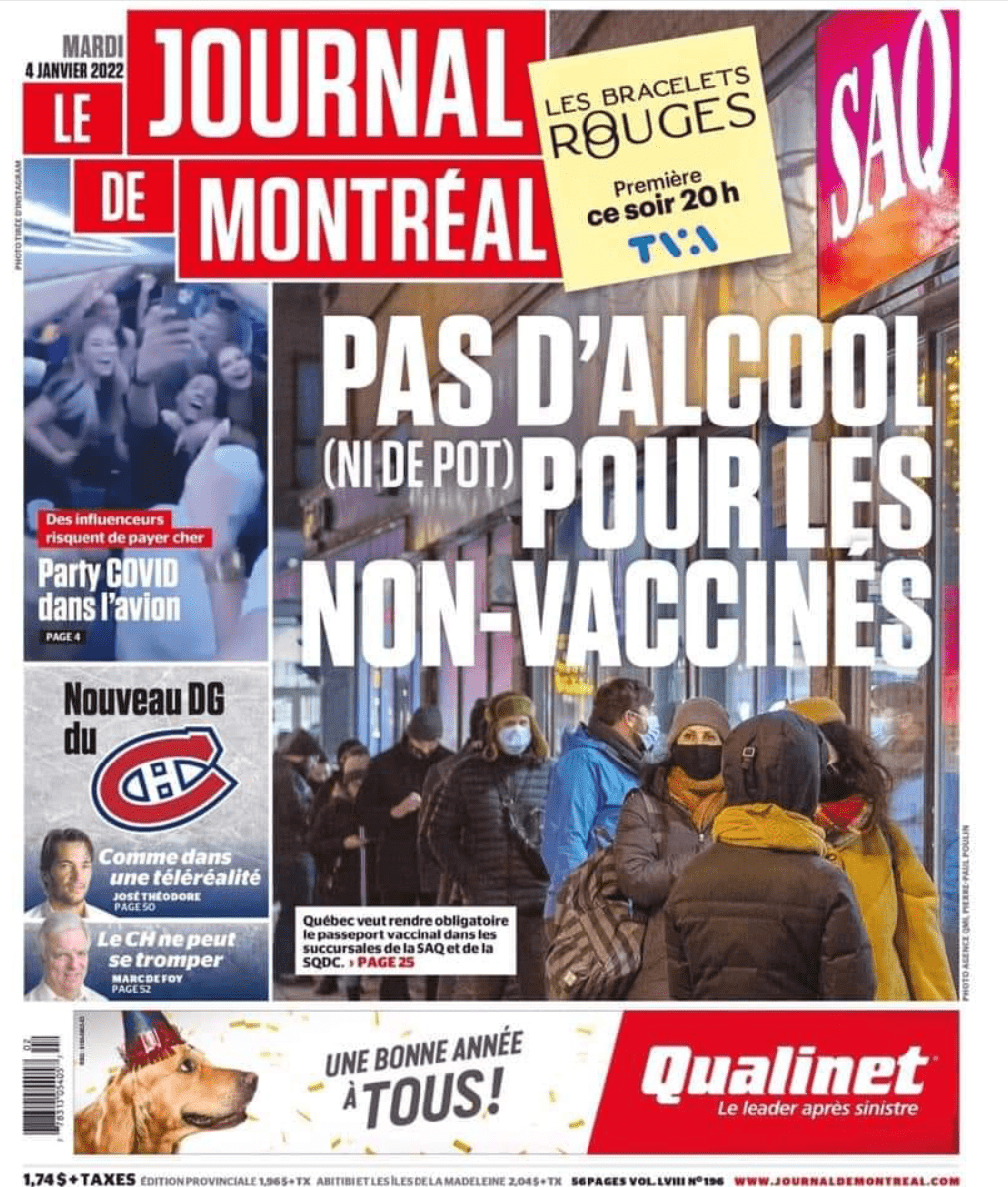 BREAKING: Vaccine pass required to buy alcohol in Quebec