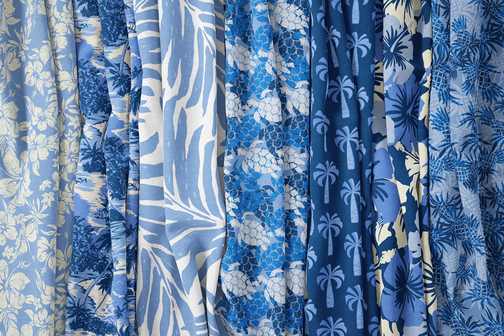 Ocean and Sky Blues Hawaiian Fabrics