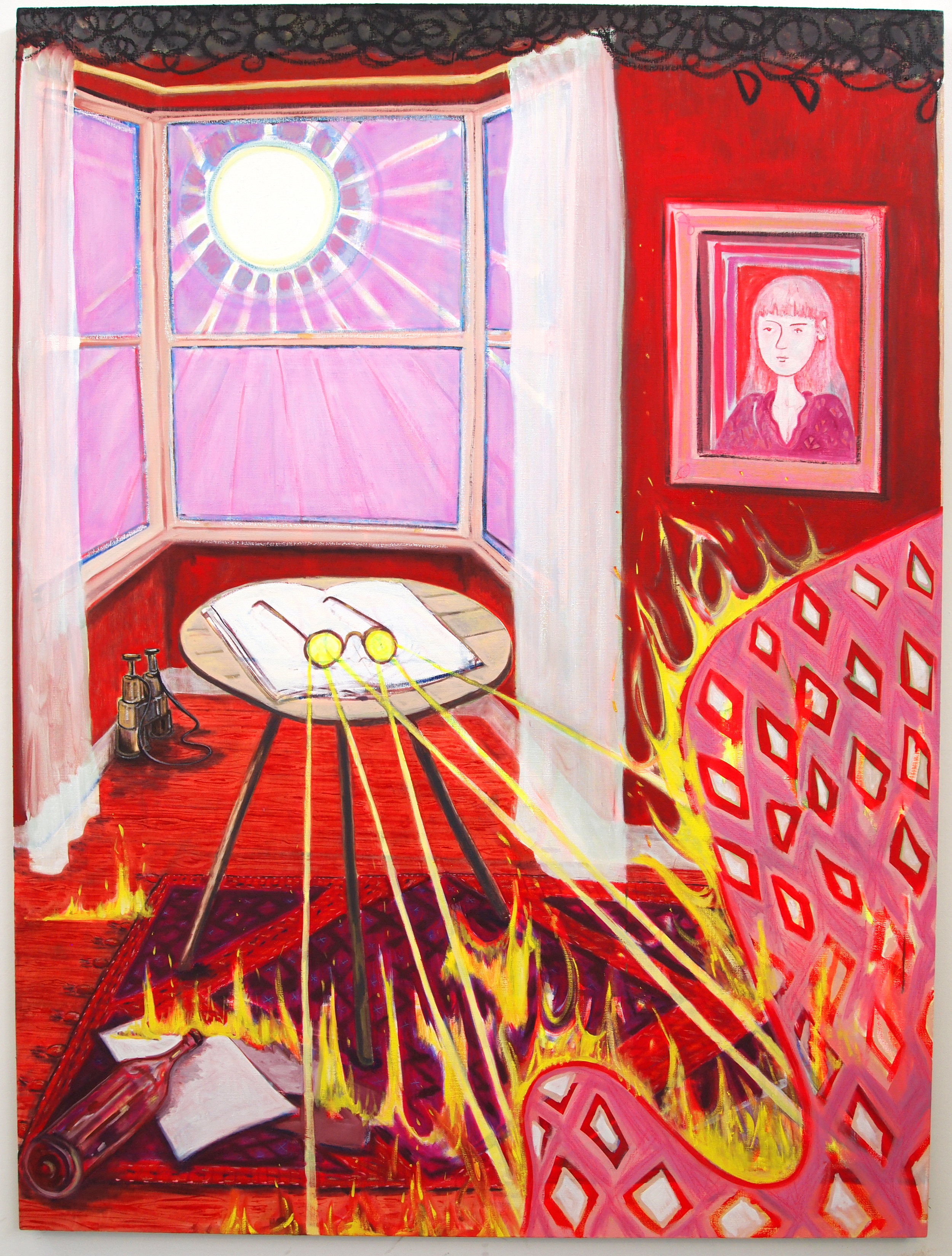 Sun in a Red Room Oil on Flax 150 x 200cm 2015