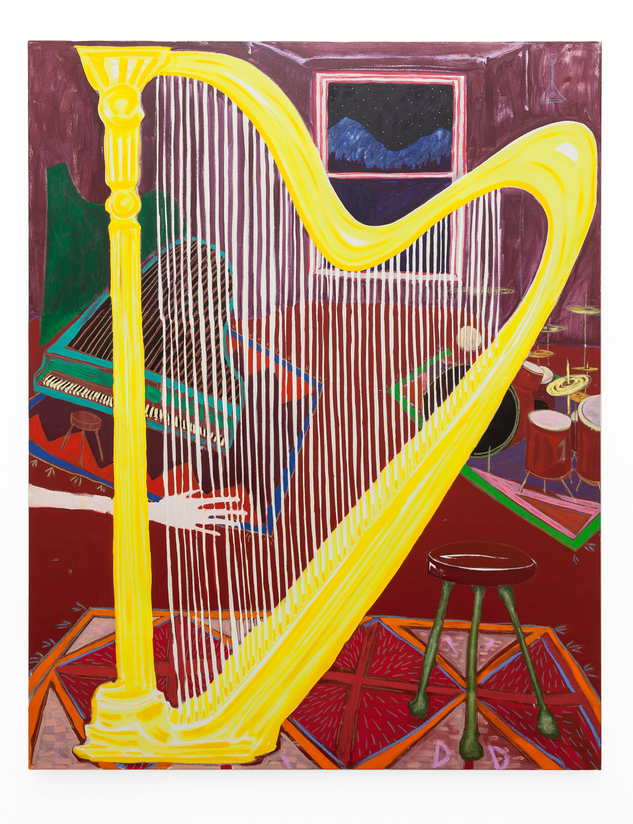  The Music Room (please don't touch the harp)  Oil on Cotton  150 x 110 cm  2016 