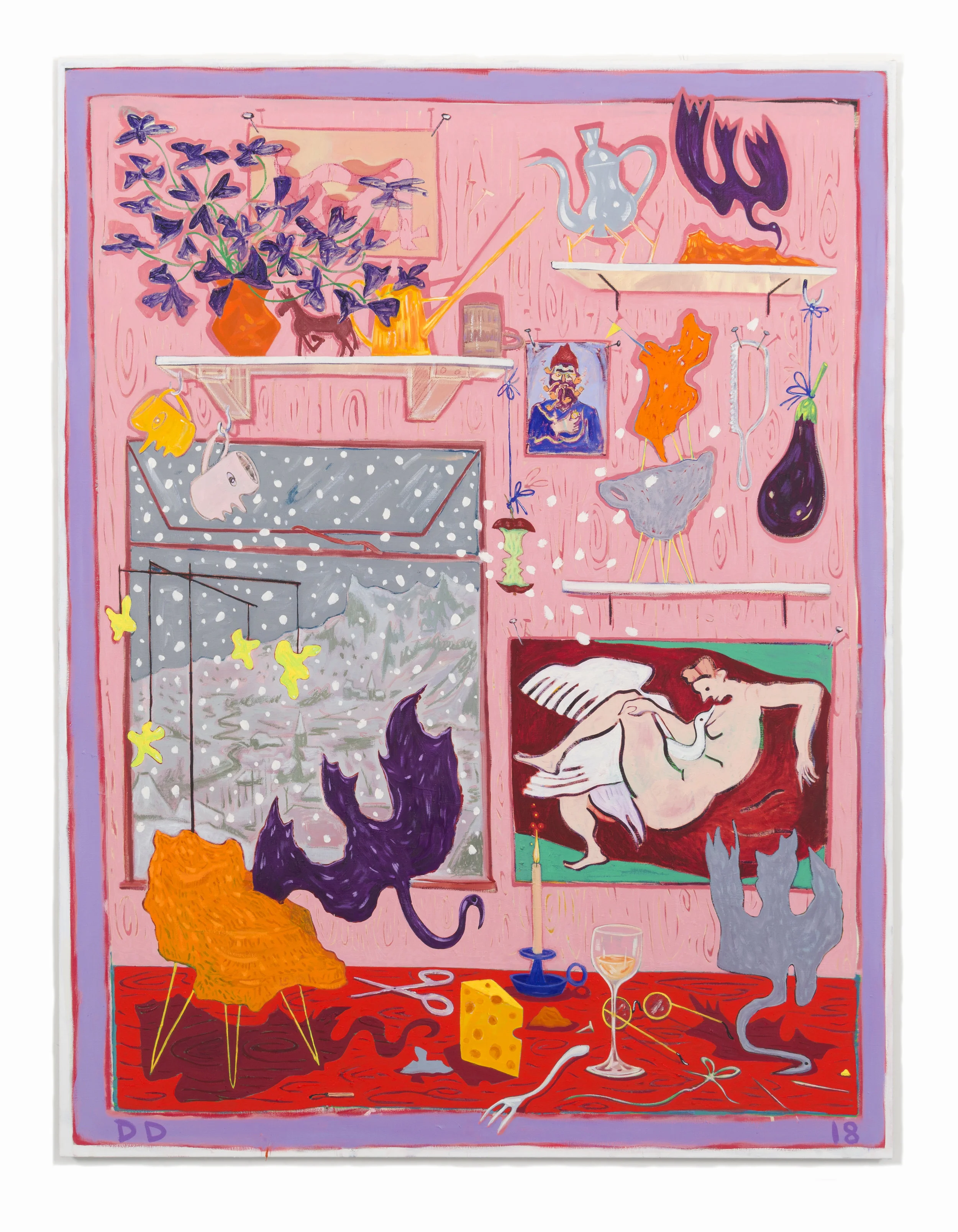 Leda and Maquettes Oil on Flax 160 x 210 cm 2018