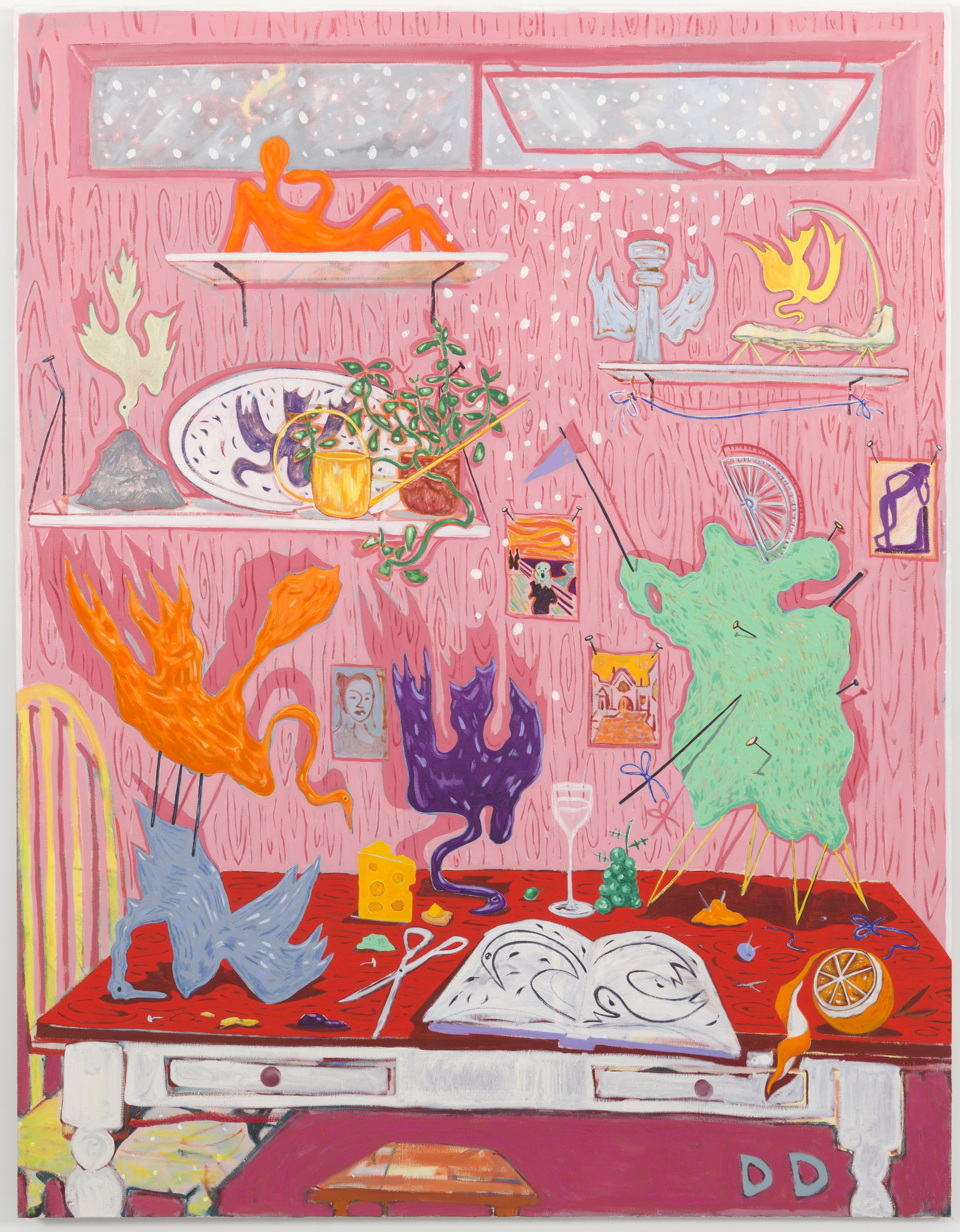  Red Table with Maquettes  Oil on Flax  220 x 170 cm  2018 