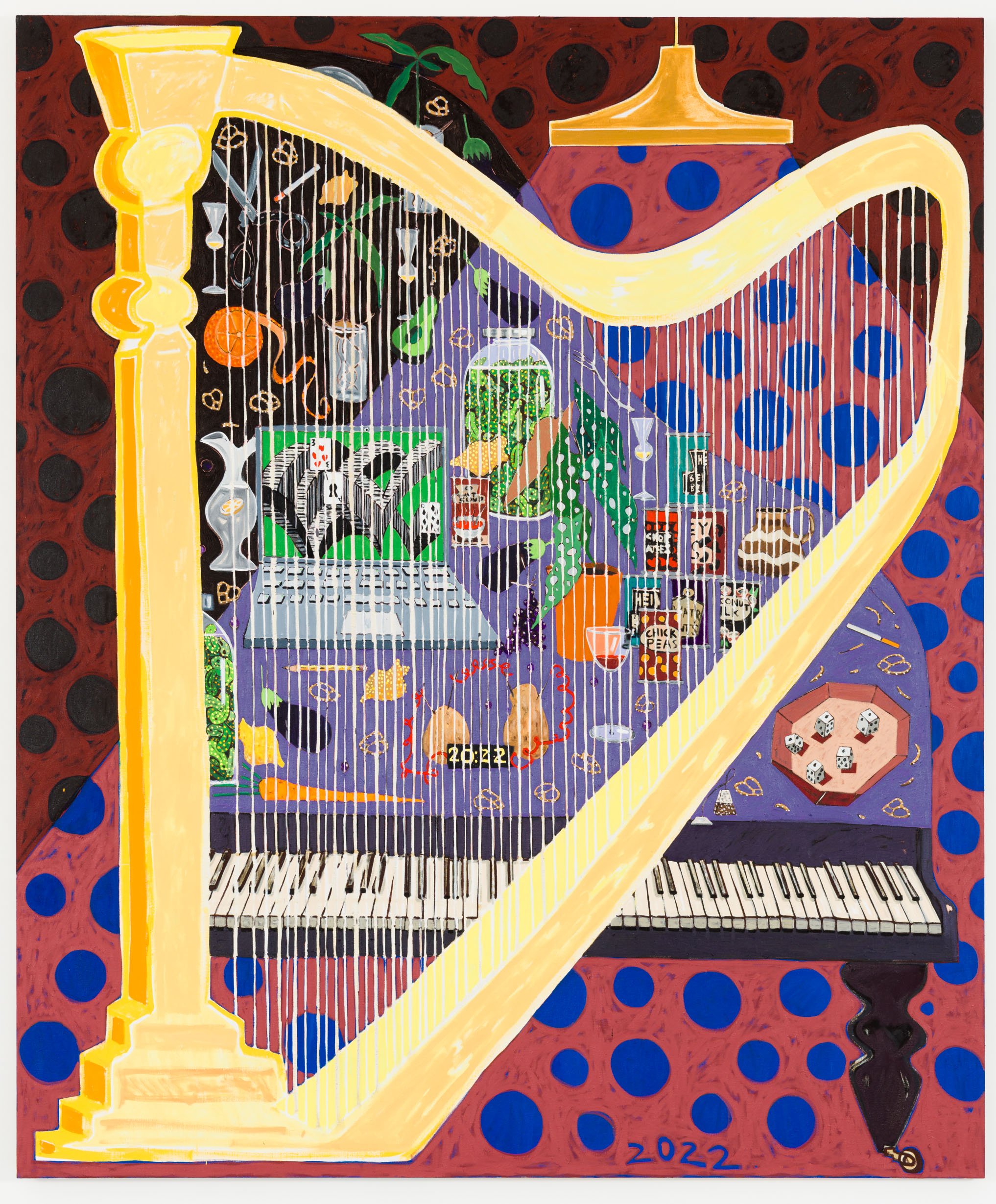   Piano and Harp,  Oil on Flax, 240 x 200 cm, 2022 