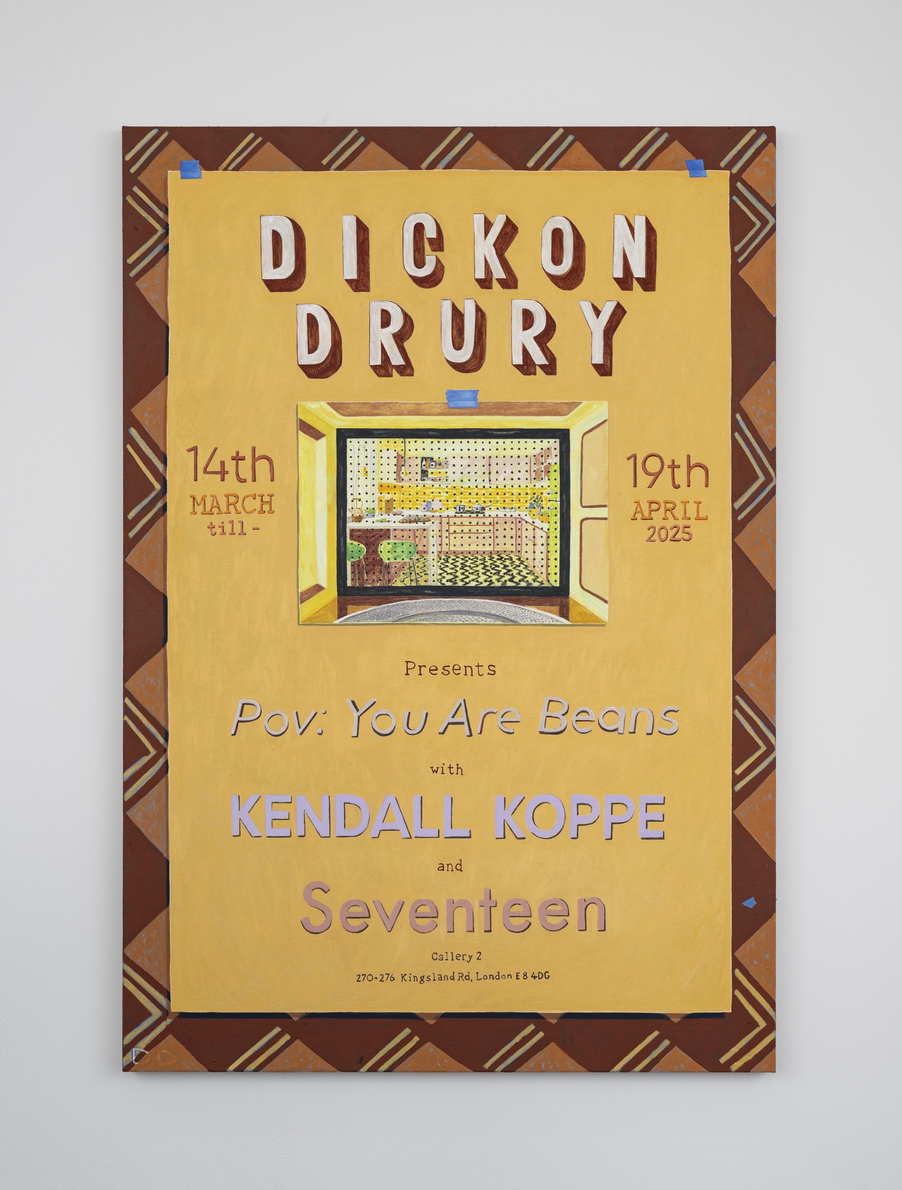   Poster for Pov: You Are Beans,  Oil on Flax, 130 × 90 cm, 2025 