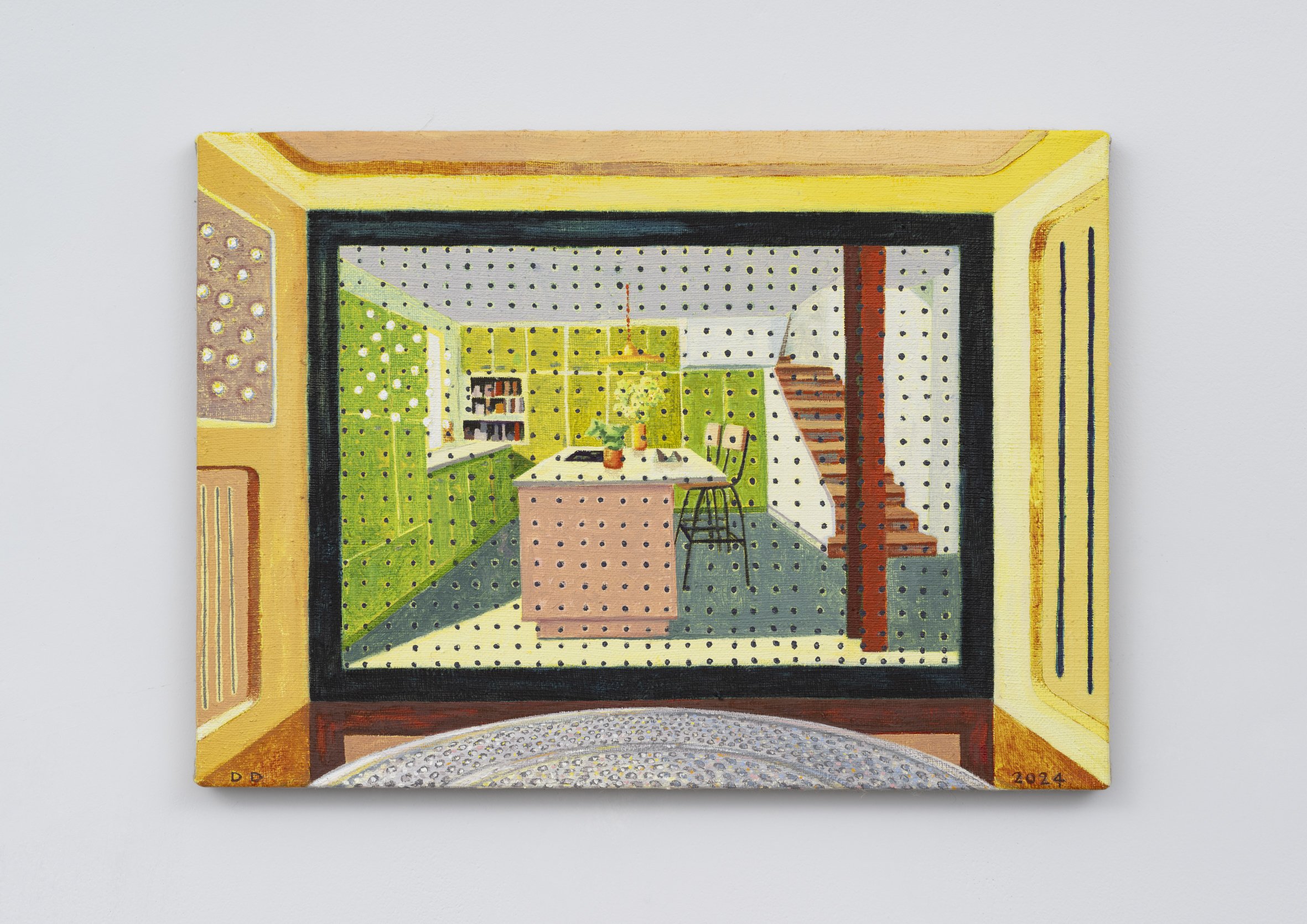   Pov: You are Beans, Oil and Acrylic on Flax, 31 × 42 cm, 2024  