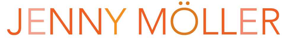 The image shows the name 'JENNY MÖLLER' written in large, bold, orange text with a black background.