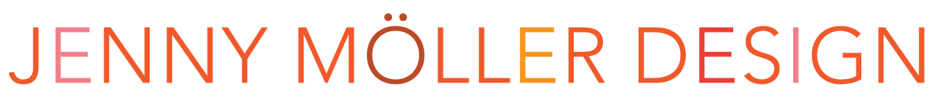 Colorful text reading "Jenny Möller Design" in a modern font.