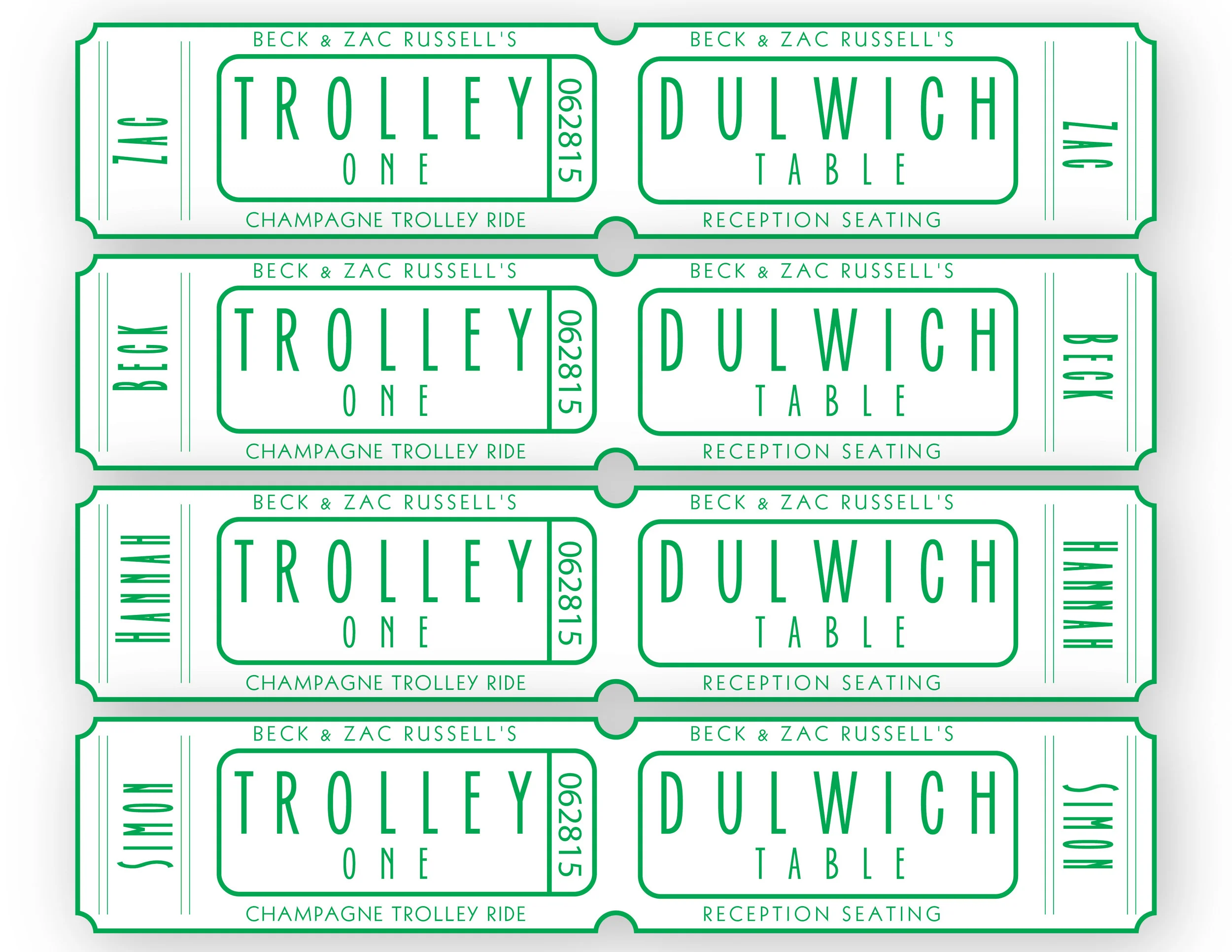 trolley and seating assignments