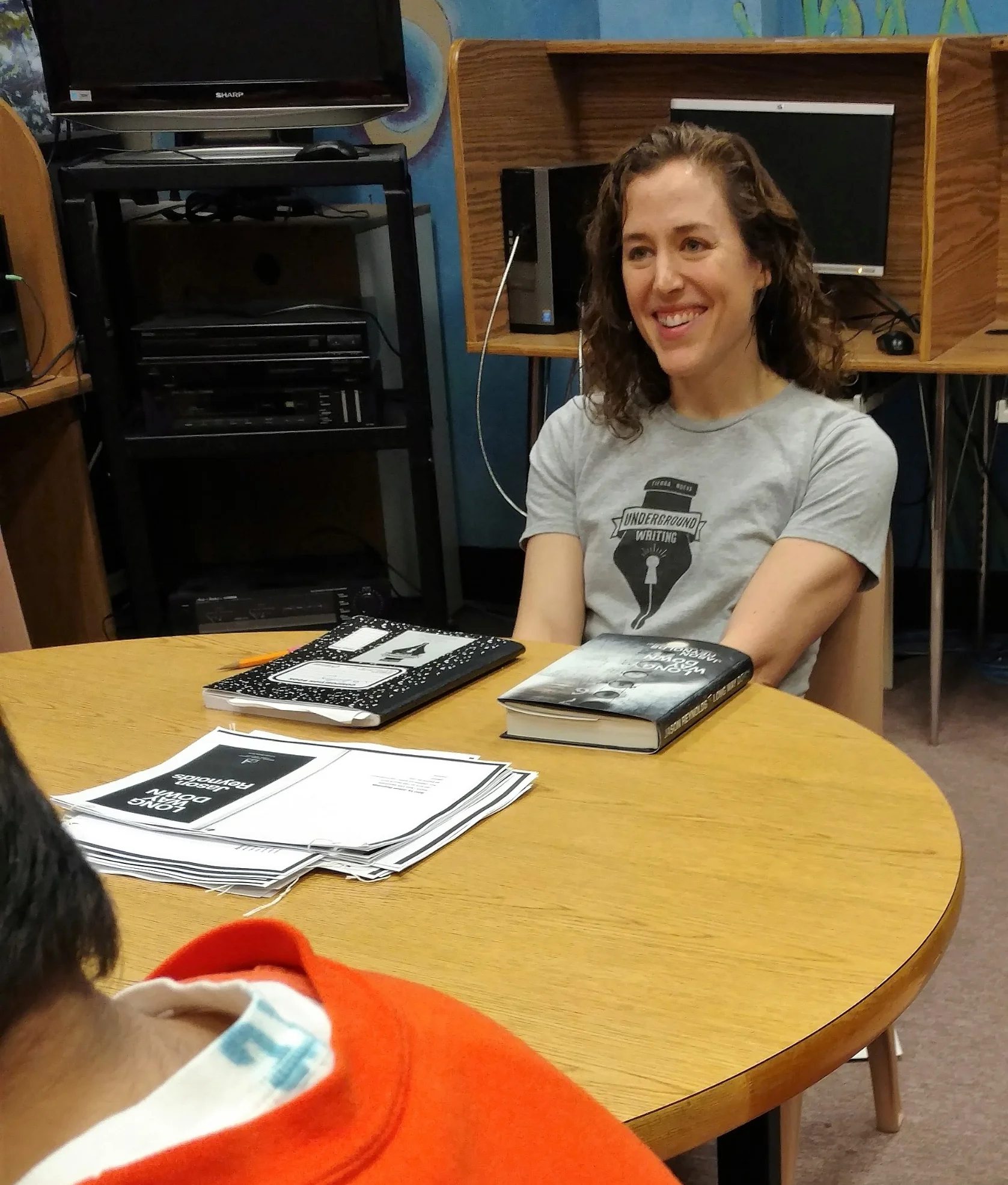 Teaching Writer (Jen B.) at our Juvenile Detention workshop site.
