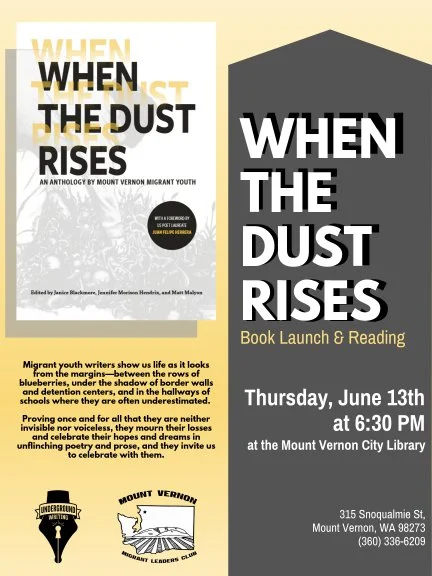BOOK LAUNCH | Thursday, June 13, 2019, 6:30 p.m. Mount Vernon City Library. The Book Launch will include readings by student writers, a time for Q & A, and light refreshments.