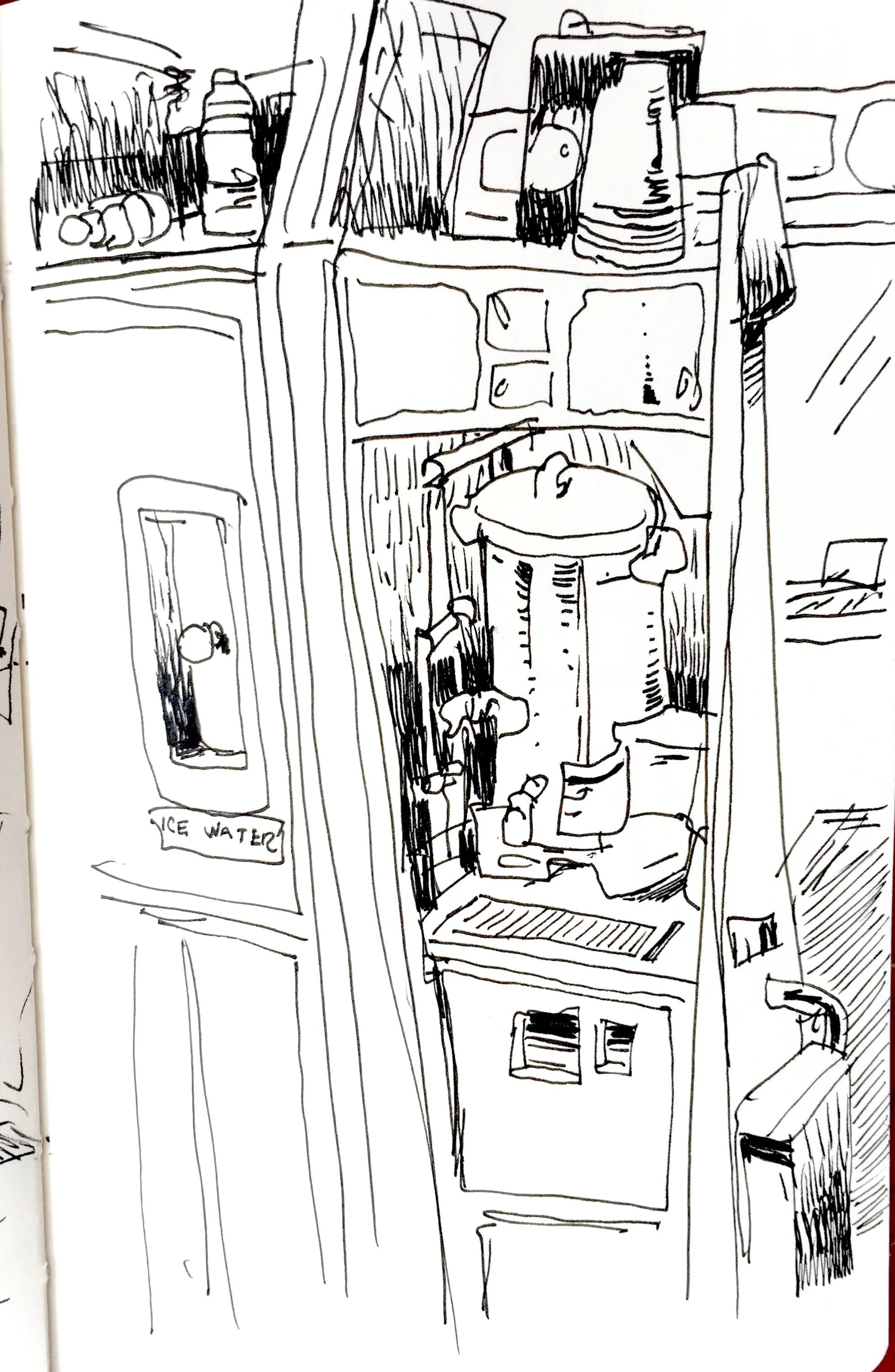 The always on coffee maker at the end of the hall.