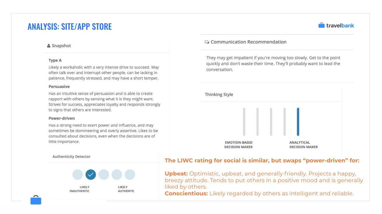 Psychological language analysis of App Store and site copy.