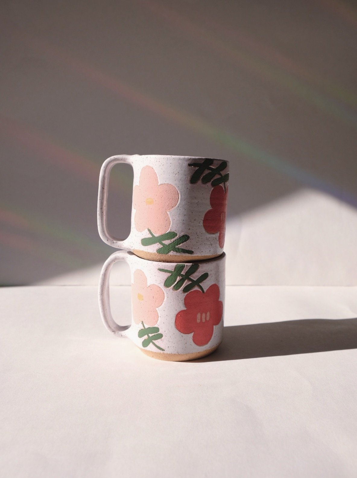 Folk Blossom Mug in Red and Pink