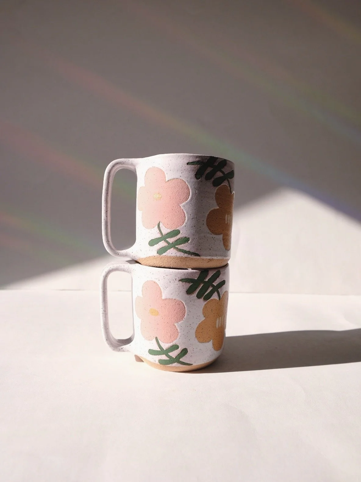 Folk Blossom Mug in Peach and Yellow