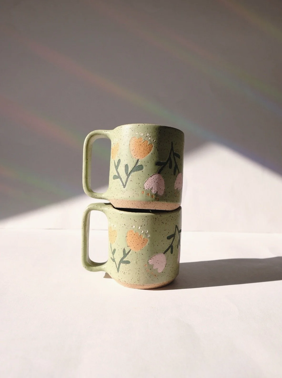 Flora Mug with Pink and Yellow Tulips