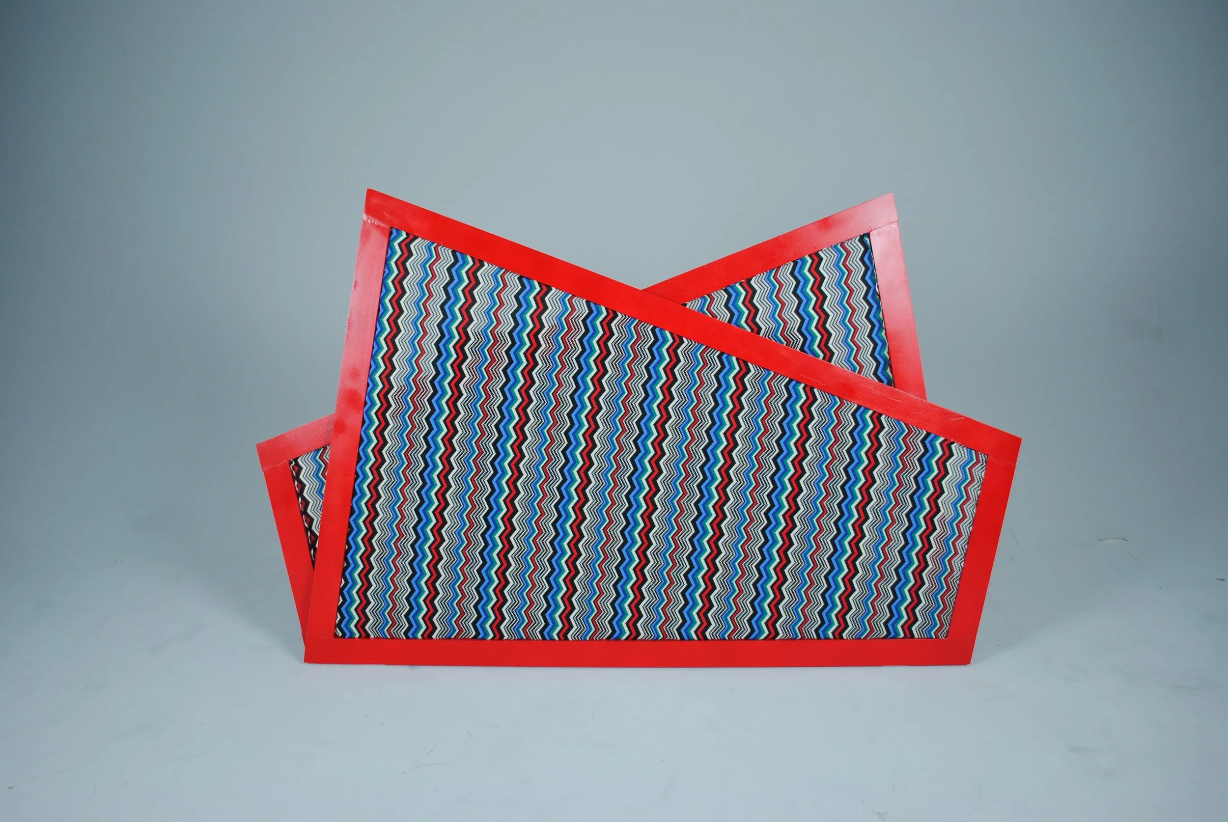  Room divider folded. Fabric, paint, wood, staples 