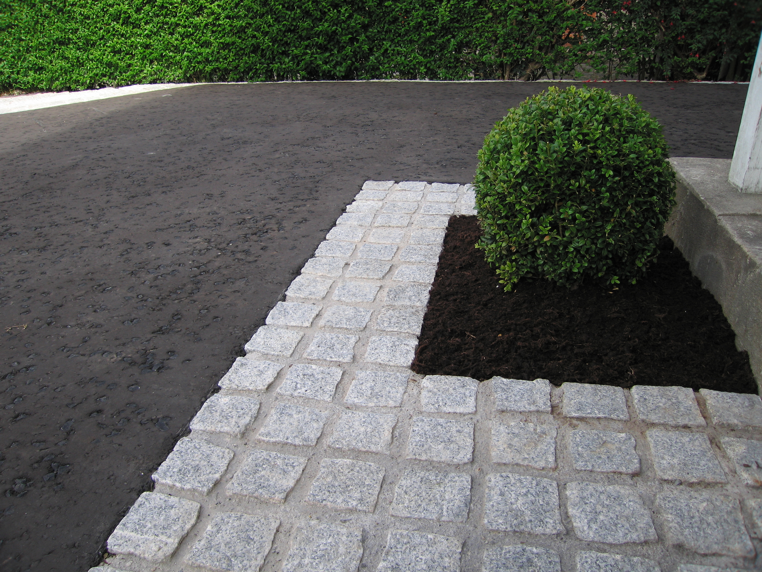 driveway and garden design using box and granite from ced