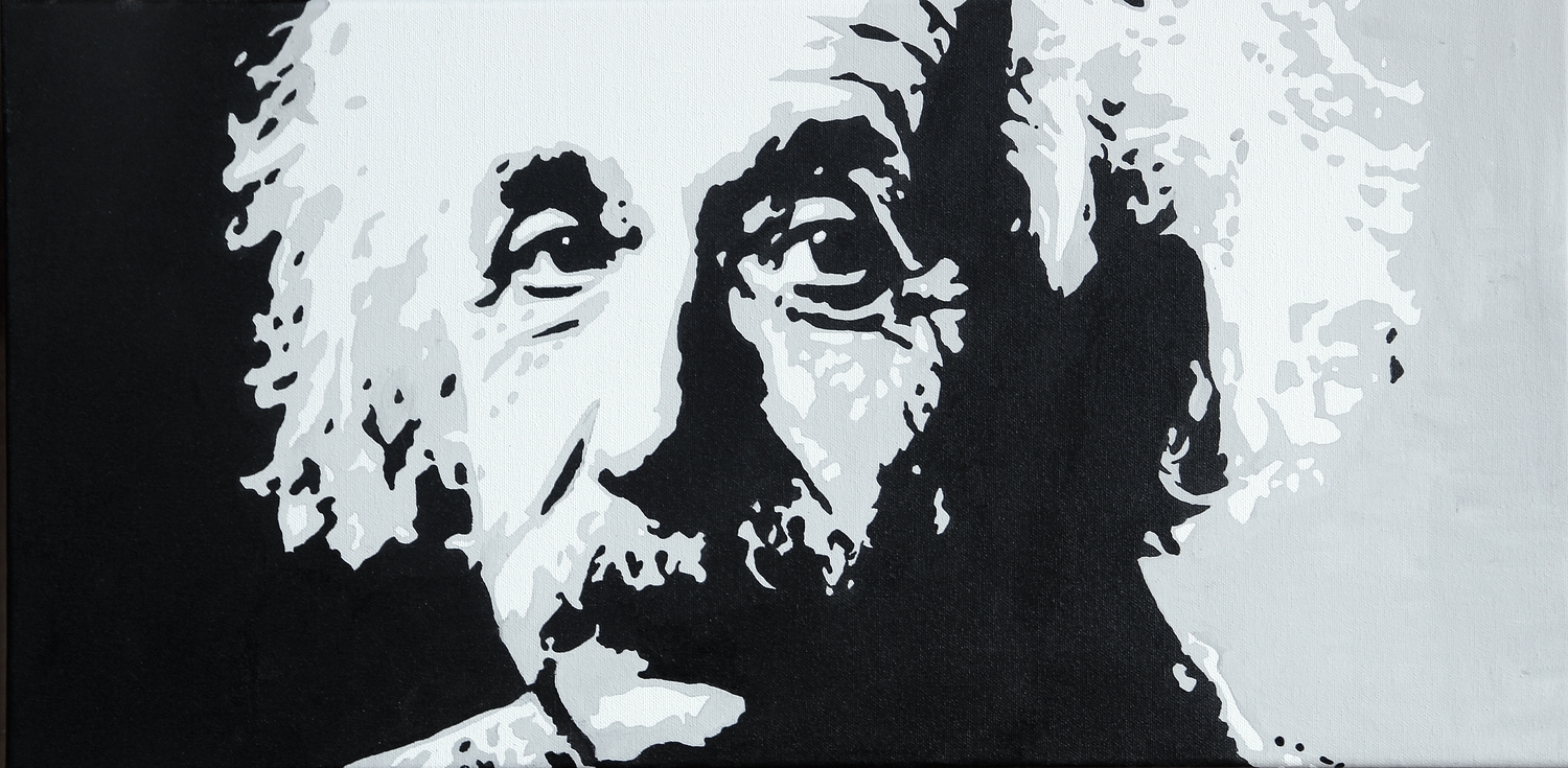 - - - - - - - - - - - - - - ------- - - - - - Einstein - - - - -------- - - - - - - - - - - - - - - - - acrylic on canvas 24X12 $200