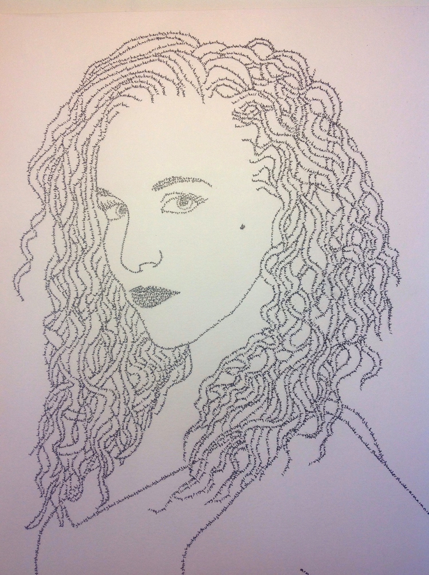 - ---- Naomi in Words ----- - Ink on paper 11X14 Not for sale