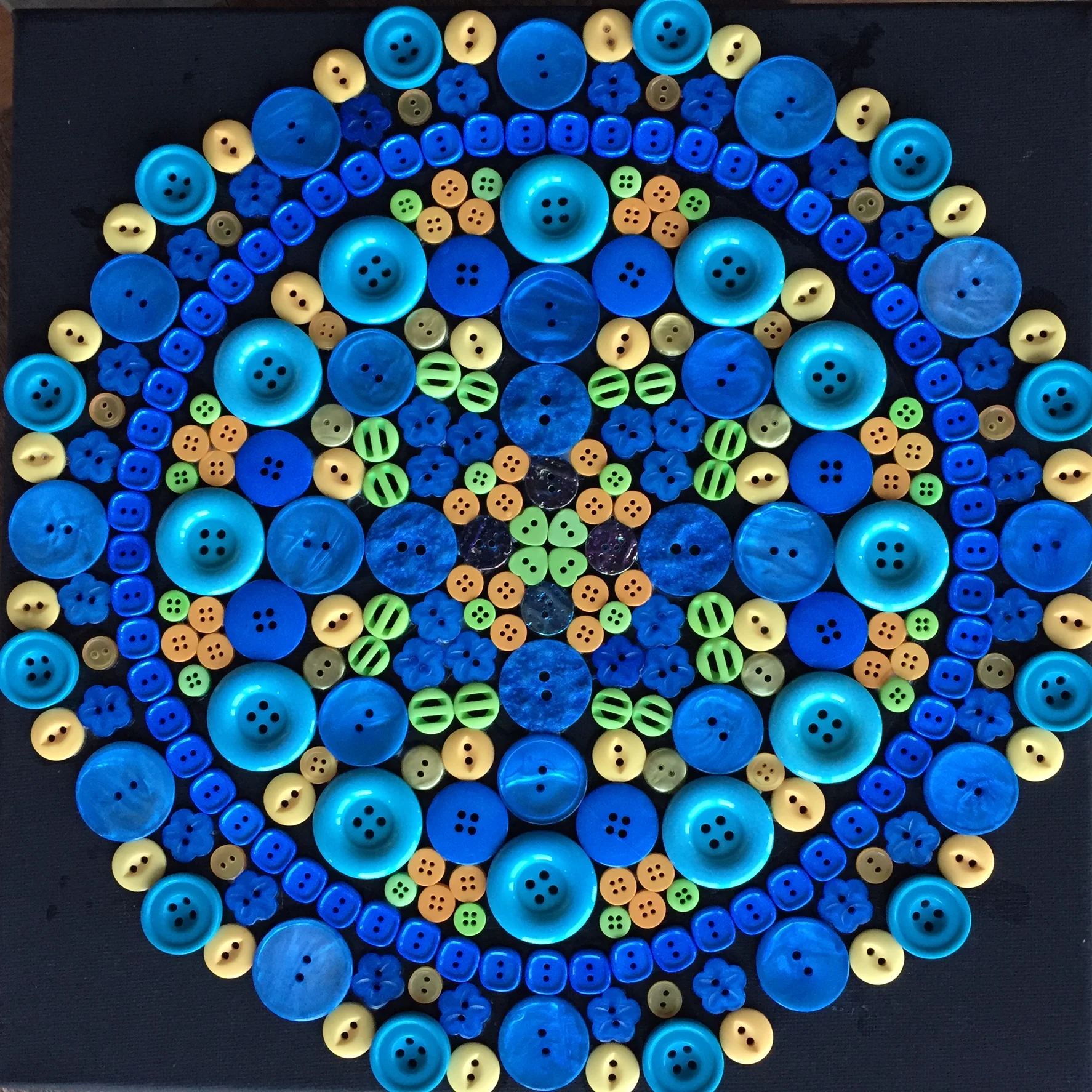 Mandala 1 ---- Button, beads on canvas ---- $150