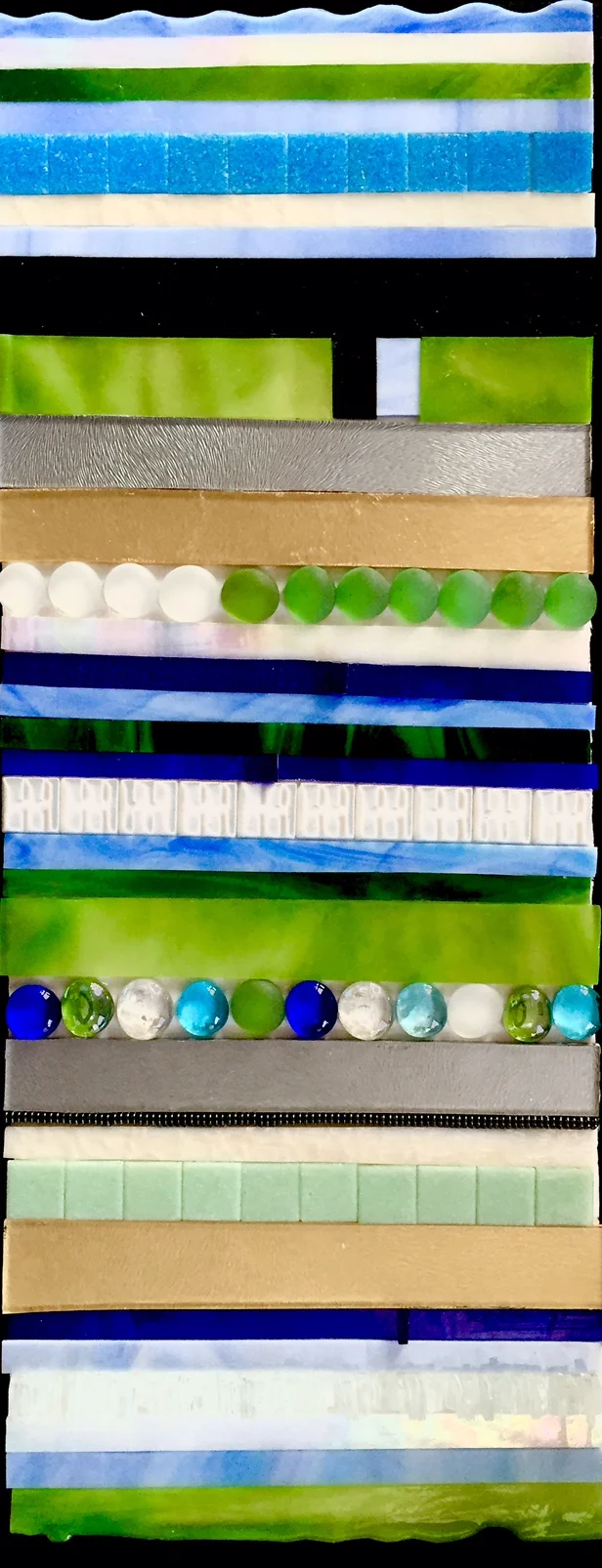 Beach Glass -- glass, beads, on wood 8" X 20" -- $200