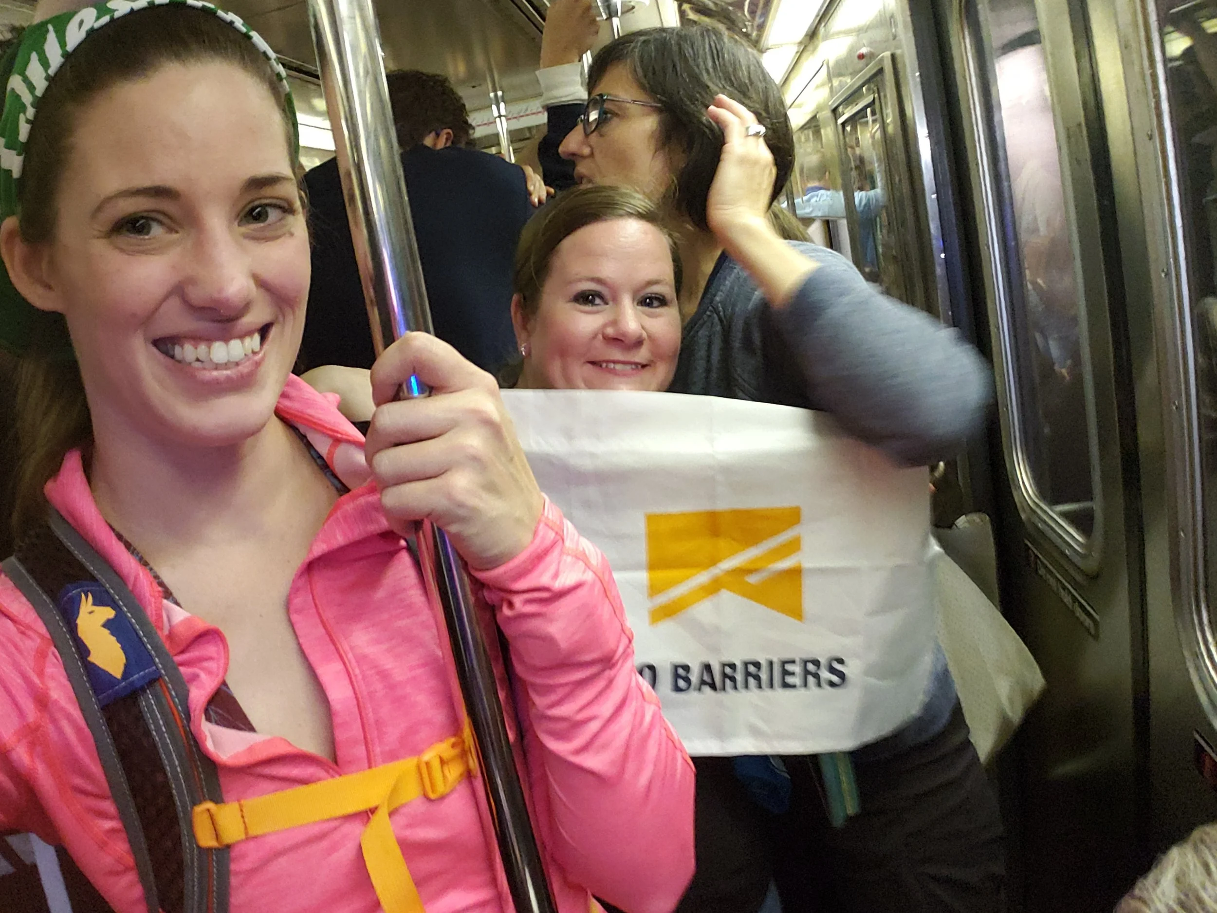 Packed like sardines in the subway car.