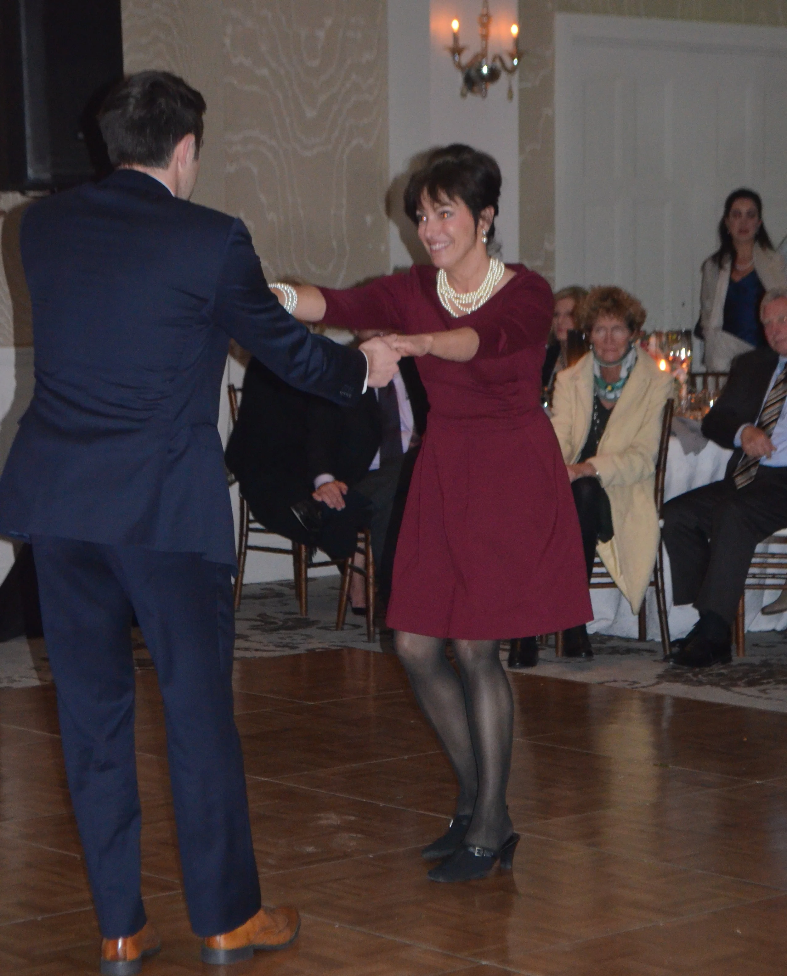 How many times have Noah and I danced together? This is the first time. How long did we practice before rockin' out to Guns 'N Roses' "Sweet Child of Mine?" 15 seconds! But it was a great success!! (Meaning, I didn't crush his foot or fall!)