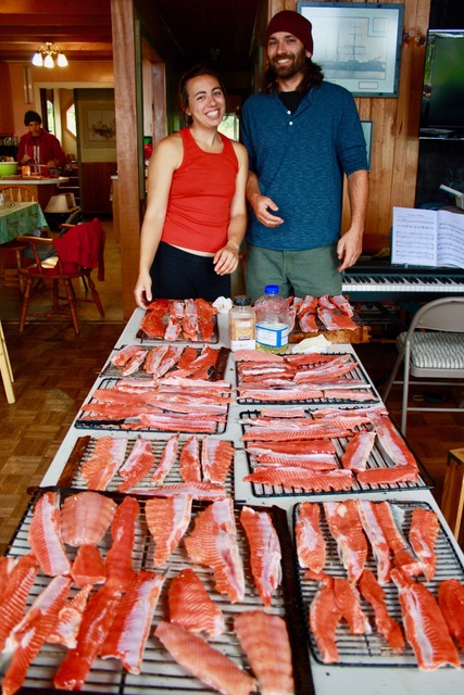 Naphtali and Aaron with salmon on racks.jpeg