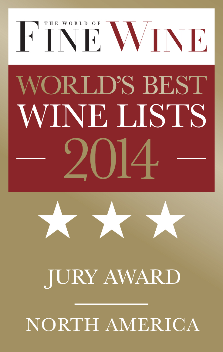 Jury Award for one of the best wine lists in North Americia