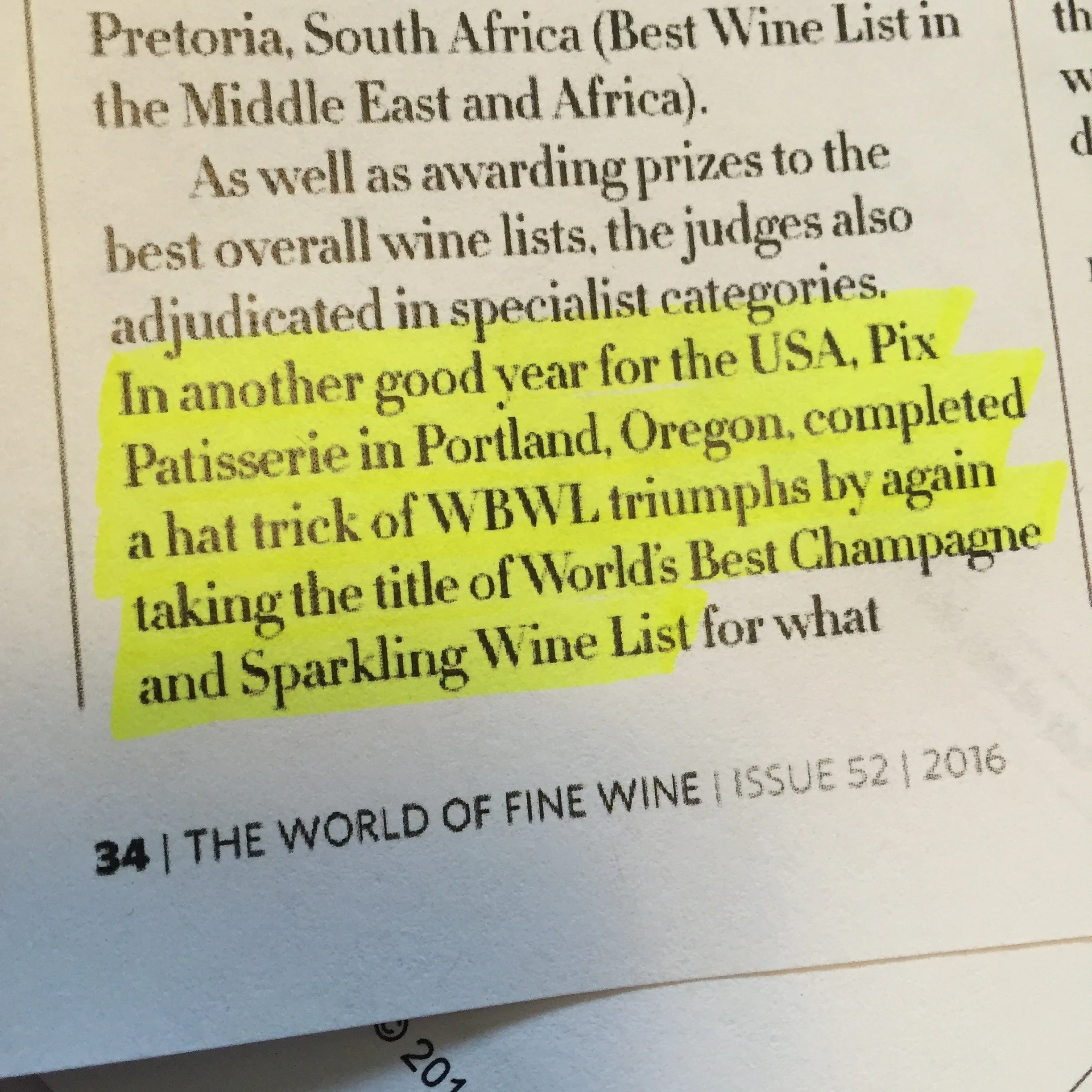 Interview in World of Fine Wine 2016
