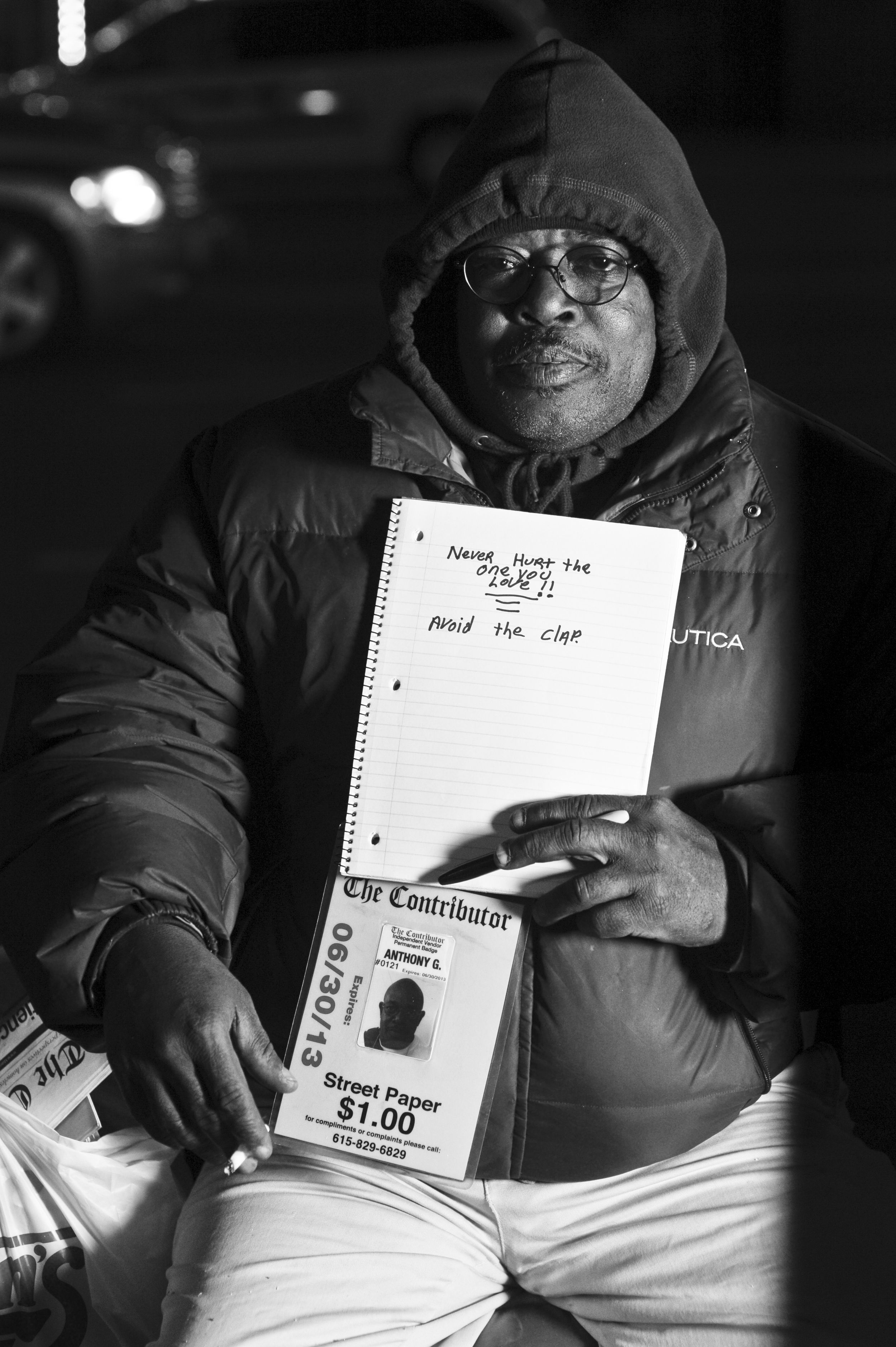 Anthony Gunther, a Nashville native, has been selling copies of the ‘The Contributor’ in Nashville for the past 3 years. With his quotes, he said he wanted to balance the serious with the funny.