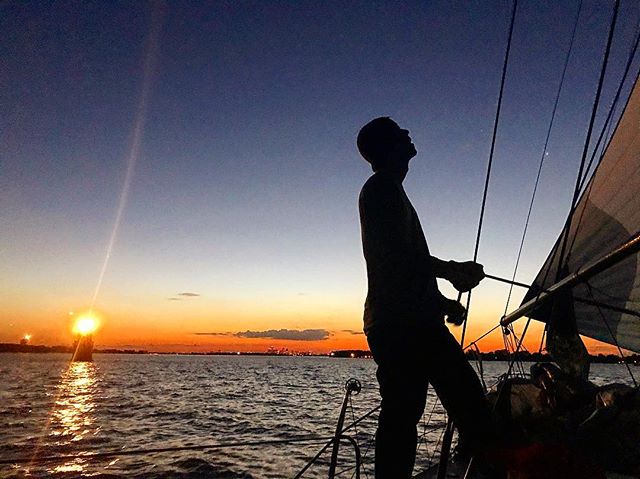 Last spinnaker set of the season (masterfully trimmed by fellow crew Nick). Happy to get line honors on the final race and happier yet still for that sunset. Gonna miss scrambling around the foredeck while heeled over at 35 degrees. When do we kick o