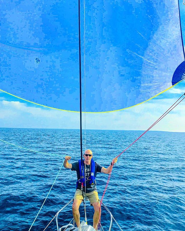 Working the spinnaker with Ol&rsquo; Jim somewhere in the middle of Lake Huron during the 2018 Port Huron to Mac race. Can&rsquo;t wait for the 2019 sailing season to start. It&rsquo;s that glorious time of year when a fella&rsquo; transitions from d