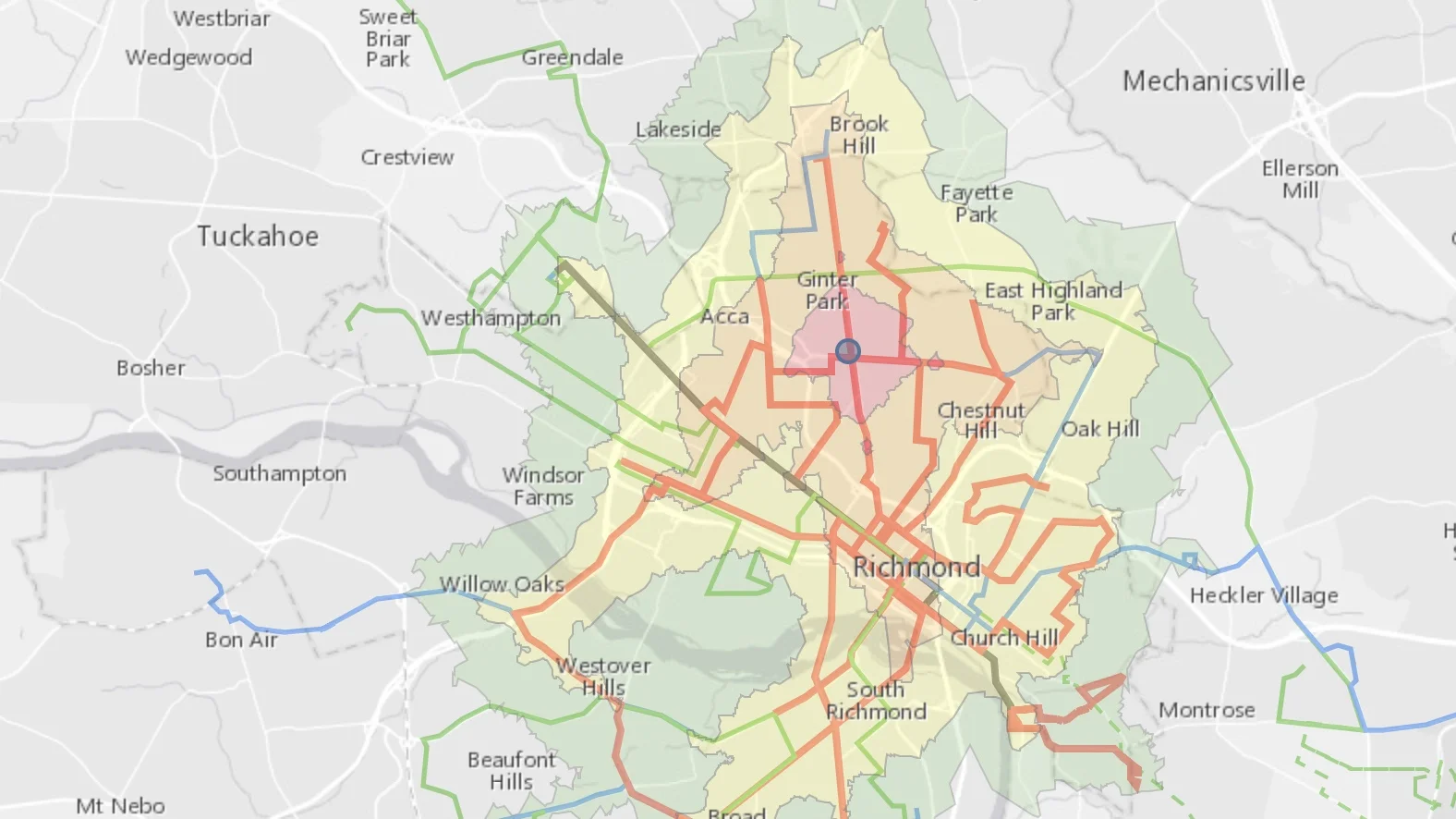 What does access to your city look like on a map?