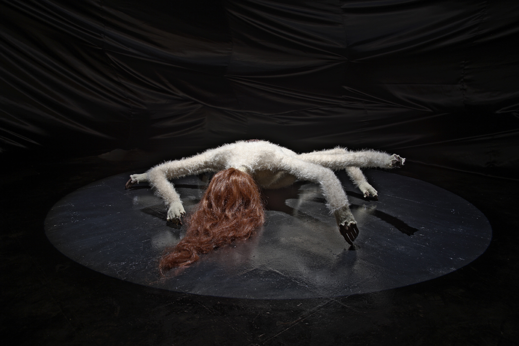 Kate Just, I Just Don't Know What To Do With Myself, 2007 Acrylic, viscose, papier mache, wire, timber, expanding foam, enamel paint, mannequin hands, satin 50 x 180 x 160cm Documentation: Andrew Curtis