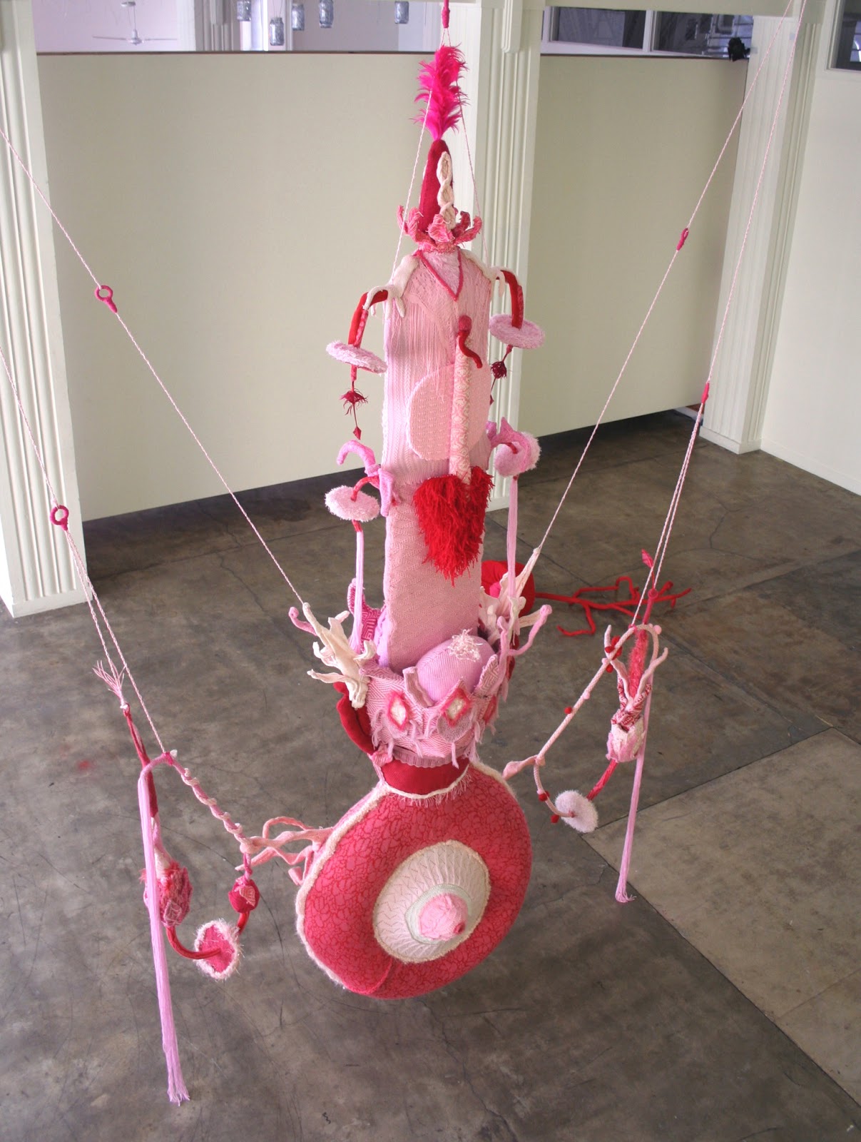 Kate Just, The Garden of Interior Delights, 2008 Wool, acrylic, cardboard, wire, tape, plastic tubing, rope. 380 x 120 x 60cm City of Port Phillip Art Collection Documentation: Nicole Breedon