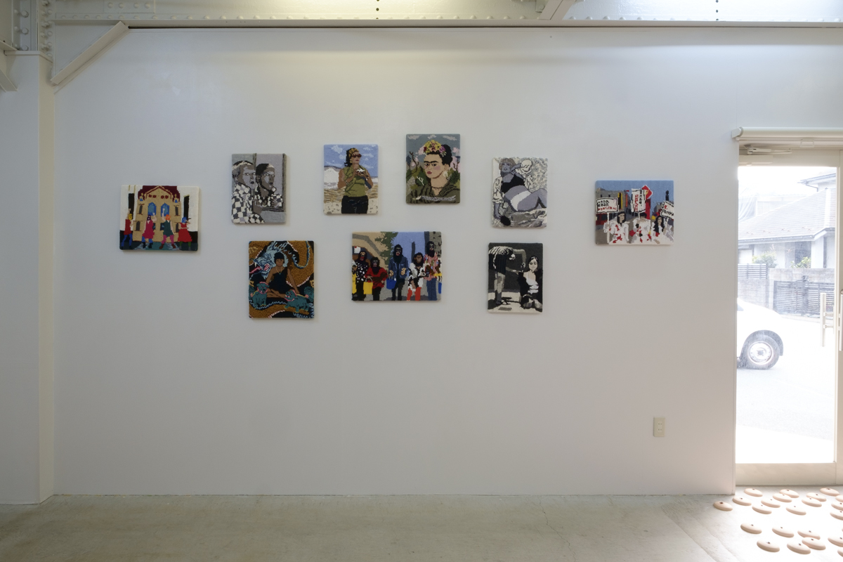 Kate Just Feminist Fan Series, 2015 - ongoing Wool and acrylic, canvas, timber, dimensions variable.
Normal
0
false
false
false
EN-AU
X-NONE
X-NONE
/* Style Definitions */
table.MsoNormalTable
{mso-style-name:"Table Normal";
mso-tstyle-rowband-size:0;
mso-tstyle-colband-size:0;
mso-style-noshow:yes;
mso-style-priority:99;
mso-style-parent:"";
mso-padding-alt:0cm 5.4pt 0cm 5.4pt;
mso-para-margin-top:0cm;
mso-para-margin-right:0cm;
mso-para-margin-bottom:10.0pt;
mso-para-margin-left:0cm;
line-height:115%;
mso-pagination:widow-orphan;
font-size:11.0pt;
font-family:"Calibri",sans-serif;
mso-ascii-font-family:Calibri;
mso-ascii-theme-font:minor-latin;
mso-hansi-font-family:Calibri;
mso-hansi-theme-font:minor-latin;
mso-fareast-language:EN-US;}