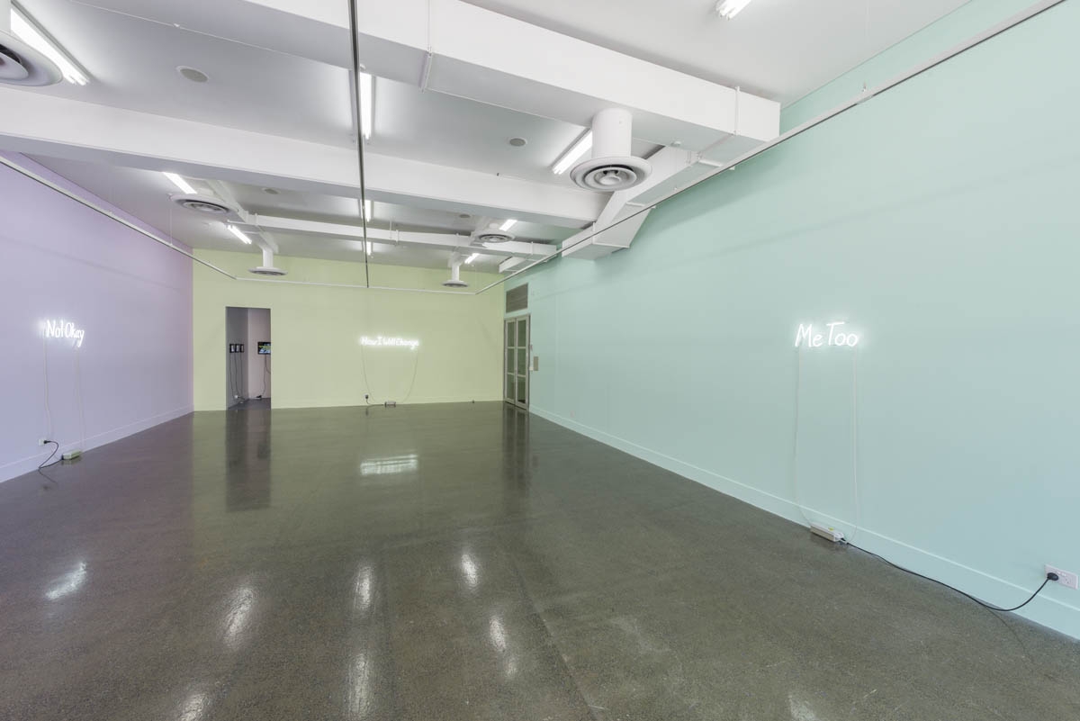 Kate Just, How I Will Change, 2018 Installation of neon texts, wall paint Photos by Simon Strong