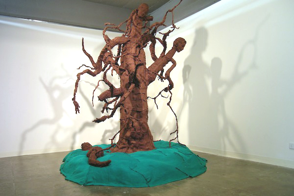 Kate Just, Family, 2005 Wire, wood, plaster, knitted acrylic yarn, stuffing, tape 300 x 200 x 200cm Photo: Simon Maidment