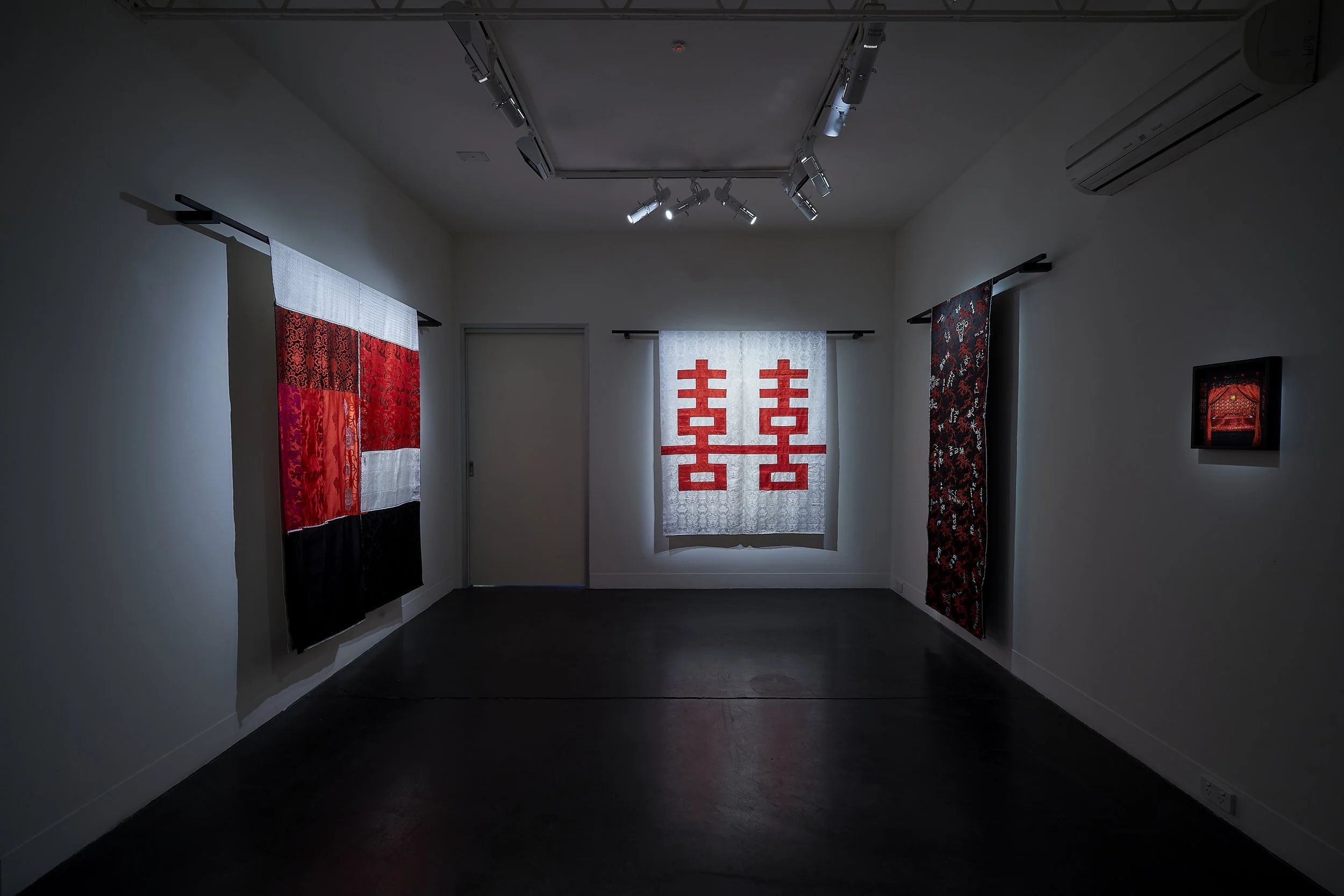 Kate Just, From China With Love, 2019 Hand stitched cotton, silk and synthetic fabrics, timber, type C photograph Dimensions variable Photo: Sam Roberts