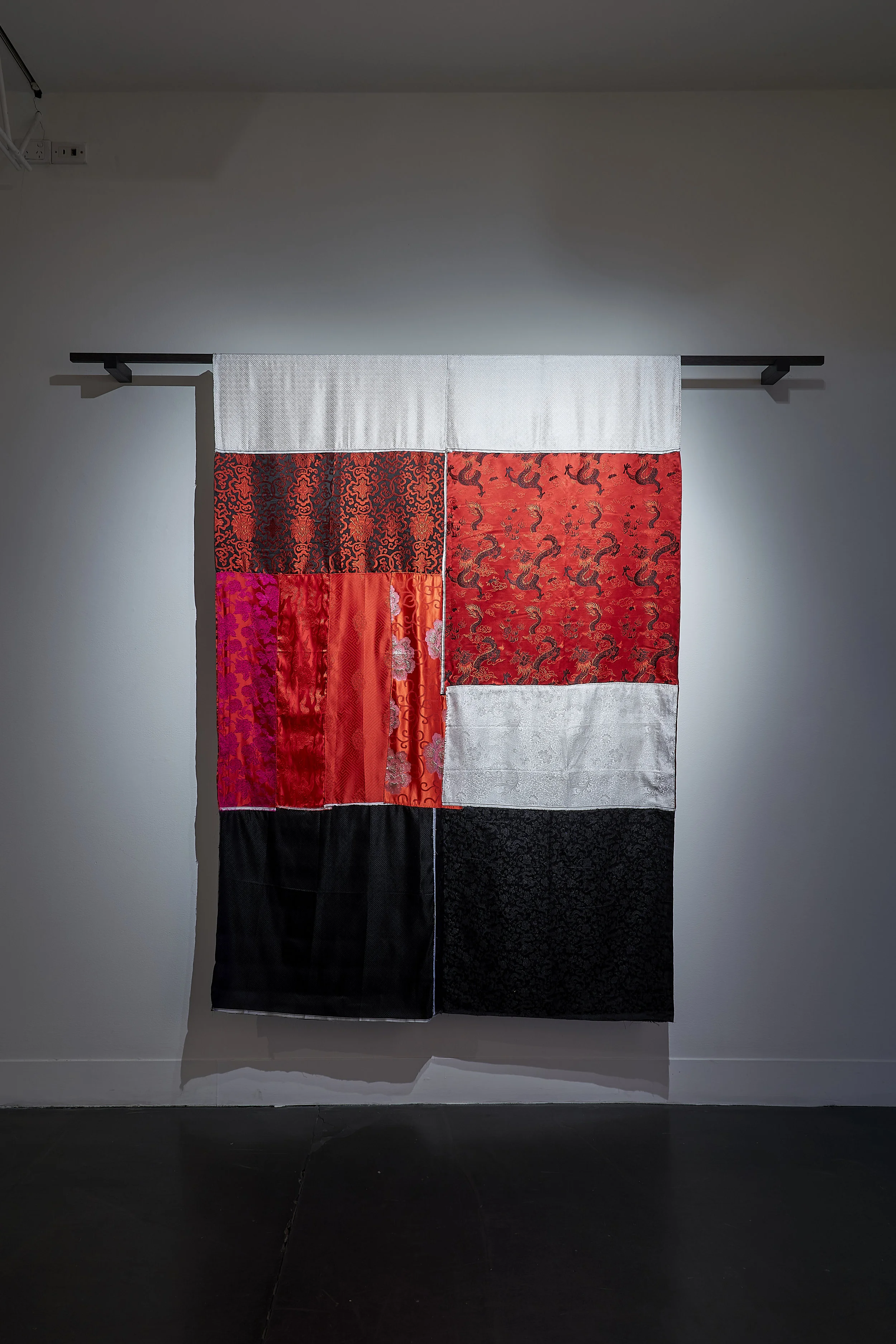 In the Mood for Love, 2019 Hand and machine stitched brocade fabric, timber. Photo: Sam Roberts