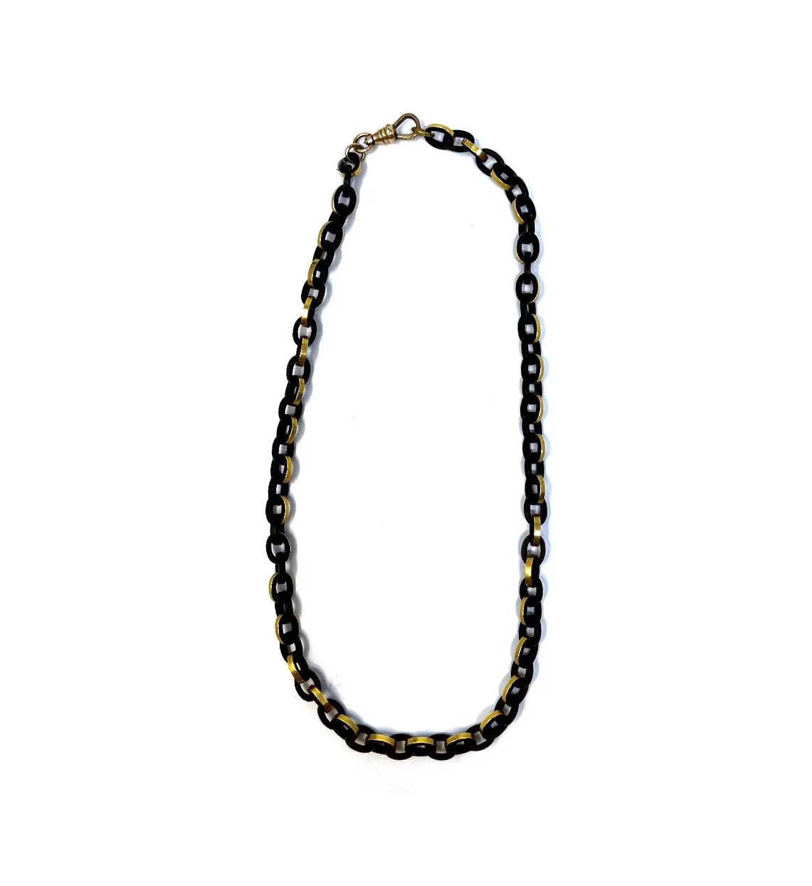 NE554.980.Victorian Gutta Percha with Gold Watch Chain.PNG