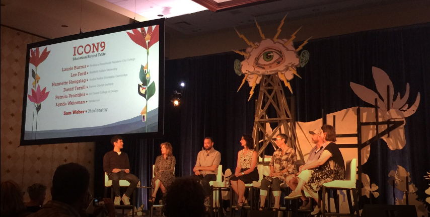 Roundtable discussion, hosted by Sam Weber, with Nannette Hoogslag, Lee Ford, Petrula Vontrikis, Lynda Weinman, Laurie Burrus, and David Terrill.