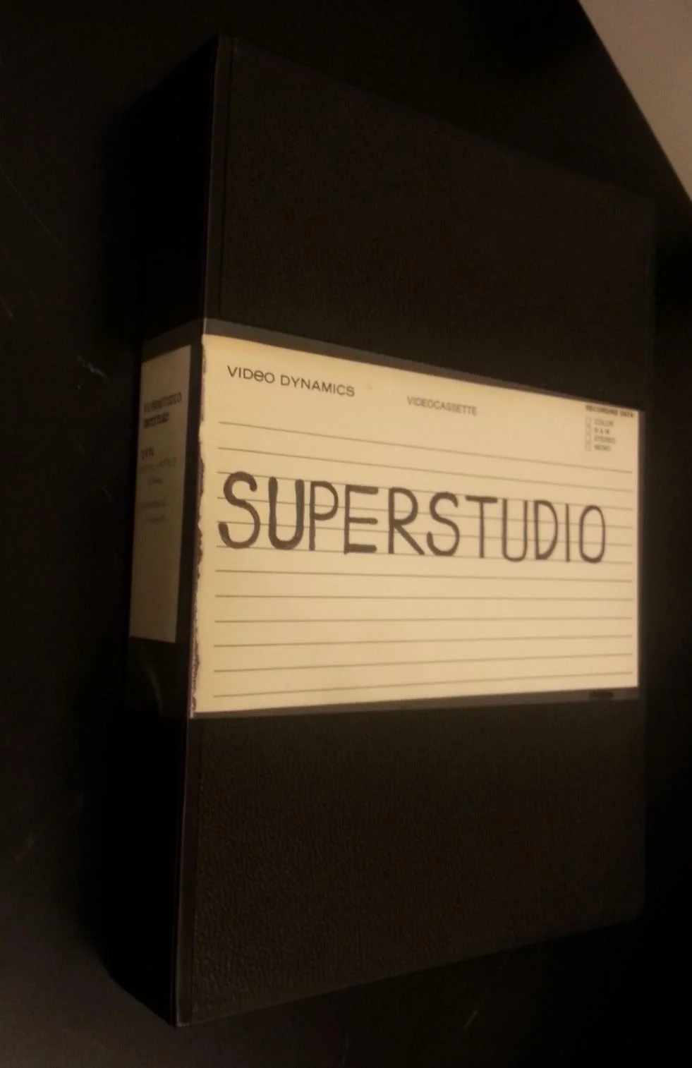 Fig. 2. Case of the U-matic videocassette of Superstudio. The Long Beach Museum of Art Video Archive, circa 1970-2000. 1972, the Getty Research Institute, 12 Feb. 2015.
