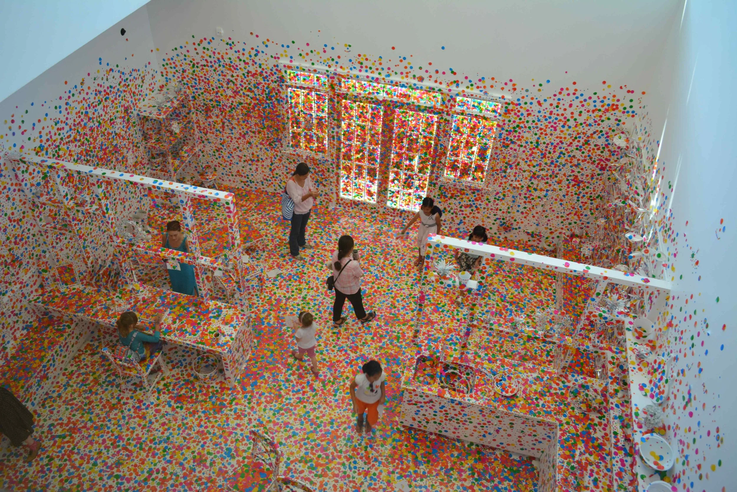 Pictured: Exhibition by Yayoi Kusama­ 'The Obliteration Room’ at GOMA Brisbane