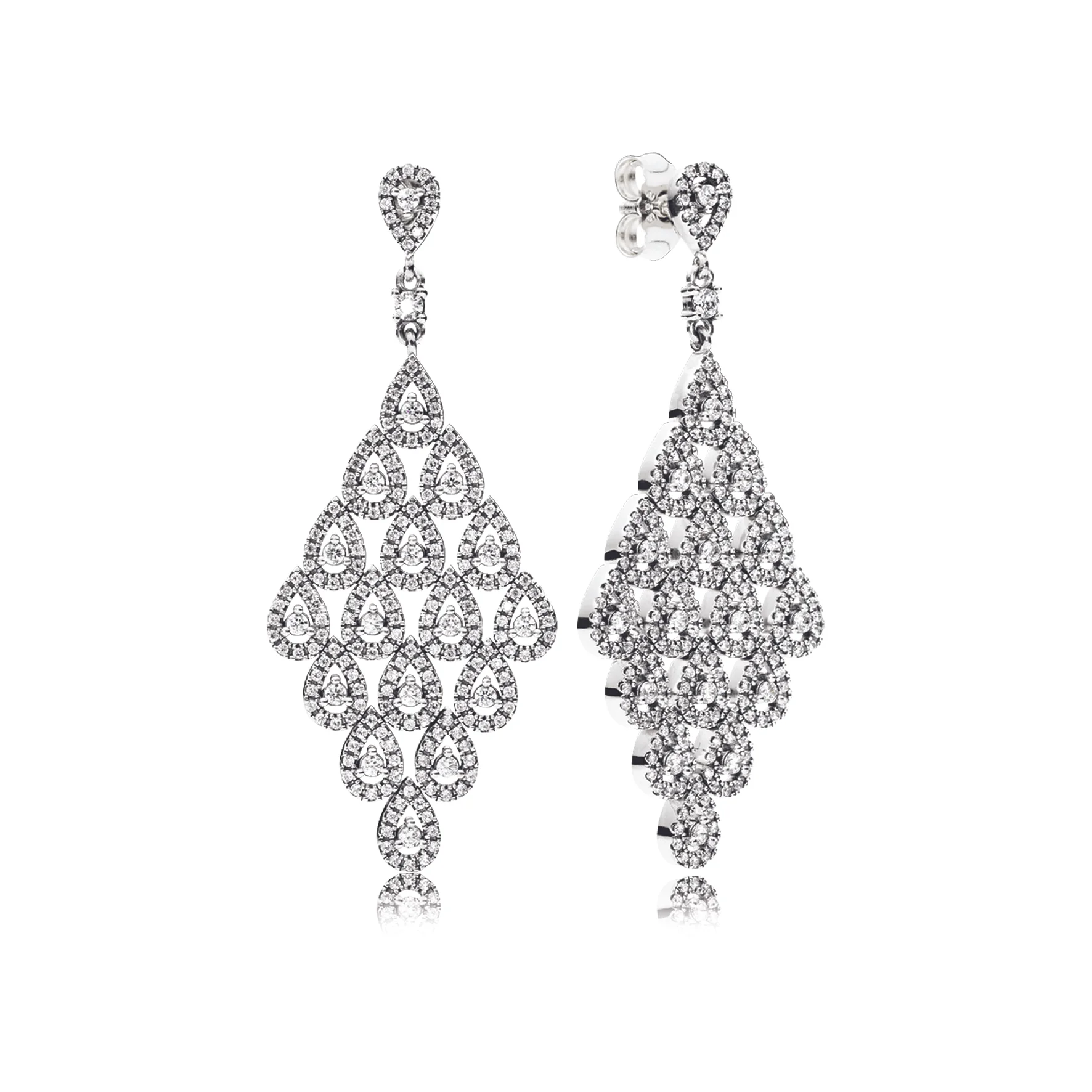 PANDORA Sterling Silver and Cubic Zirconia Cascading Glamour Large Hanging Earrings
