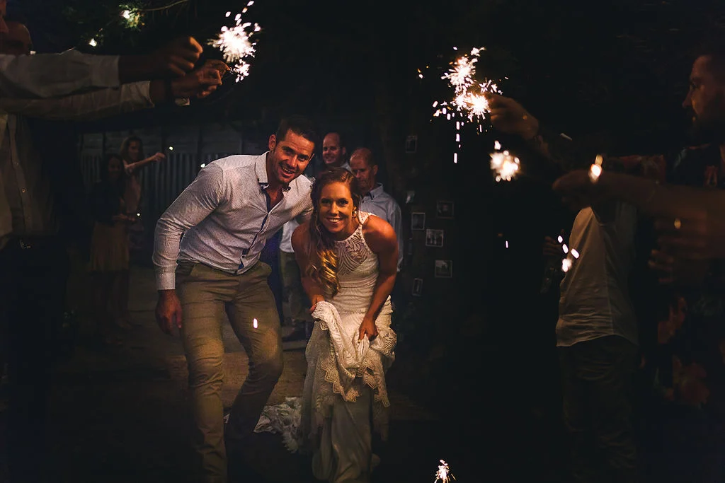 The wedding reception finished with a sparkler send off for the couple.