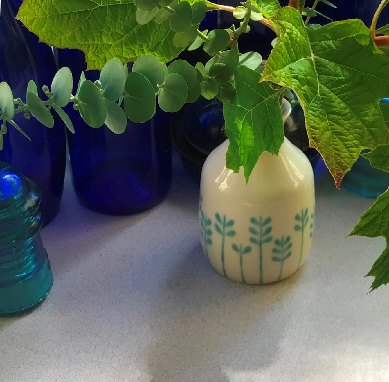 In A Vase Monday: Oakleaf Hydrangea and Eucalyptus