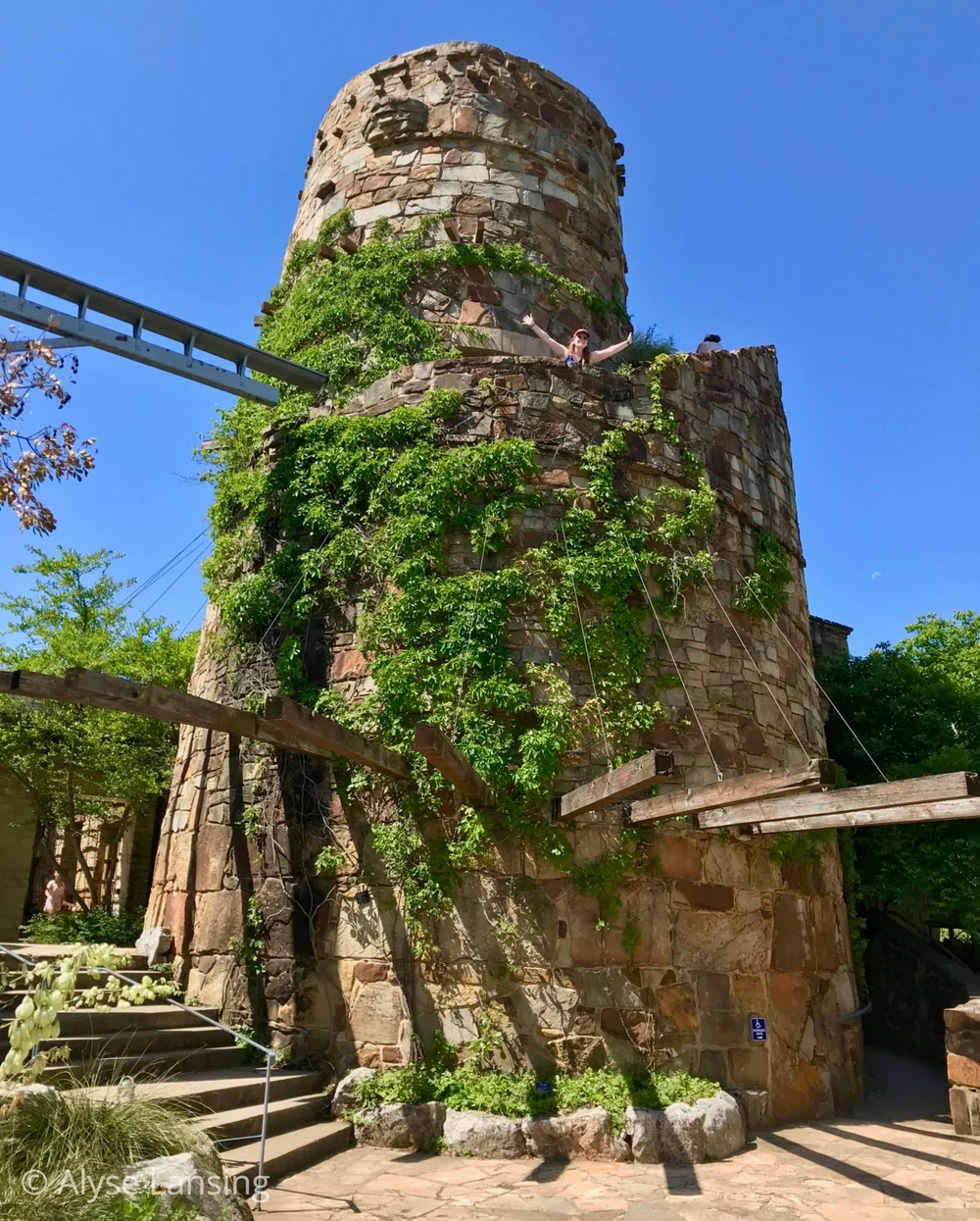  Meeting up with my family again, I spied Emily on her walk to the top of the Observation Tower. This cool tower is in the NW corner of the central courtyard complex. 