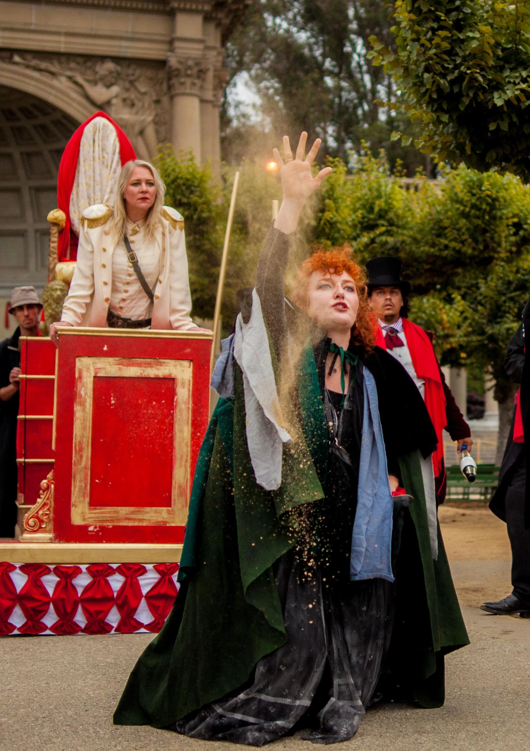 Soothsayer in Caesar Maximus with: Libby Oberlin, Oscar Velarde We Players photo: Lauren Matley, Rock Shots Photography